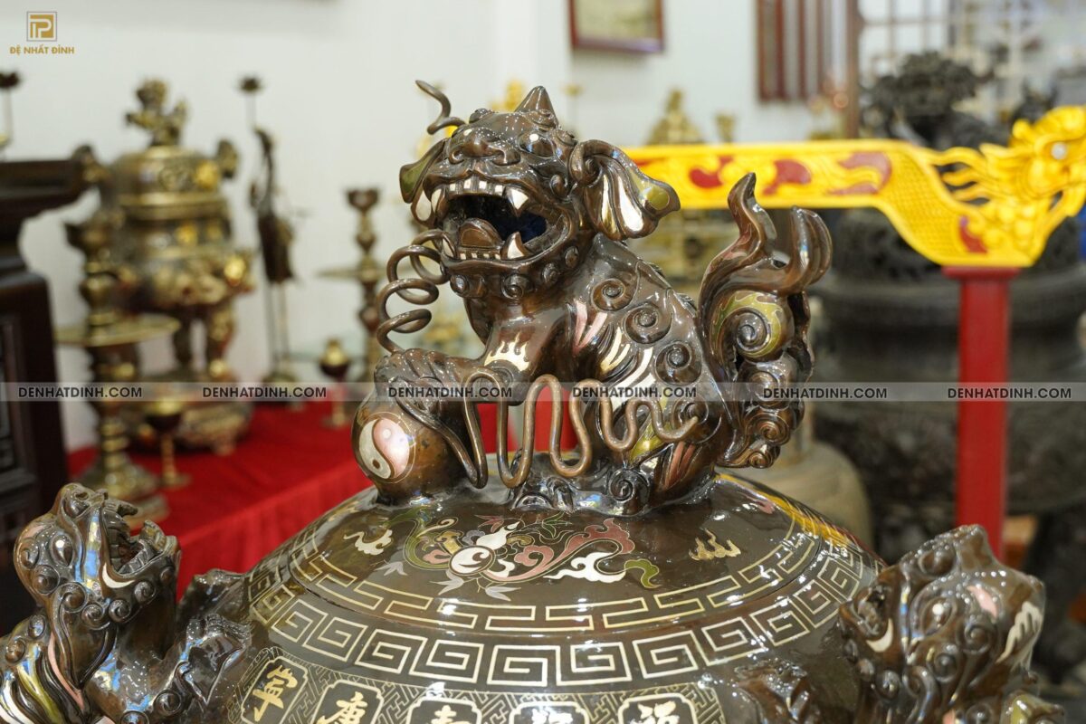 Đỉnh thất lân vờn cầu khảm ngũ sắc 1m2 - Ảnh 6