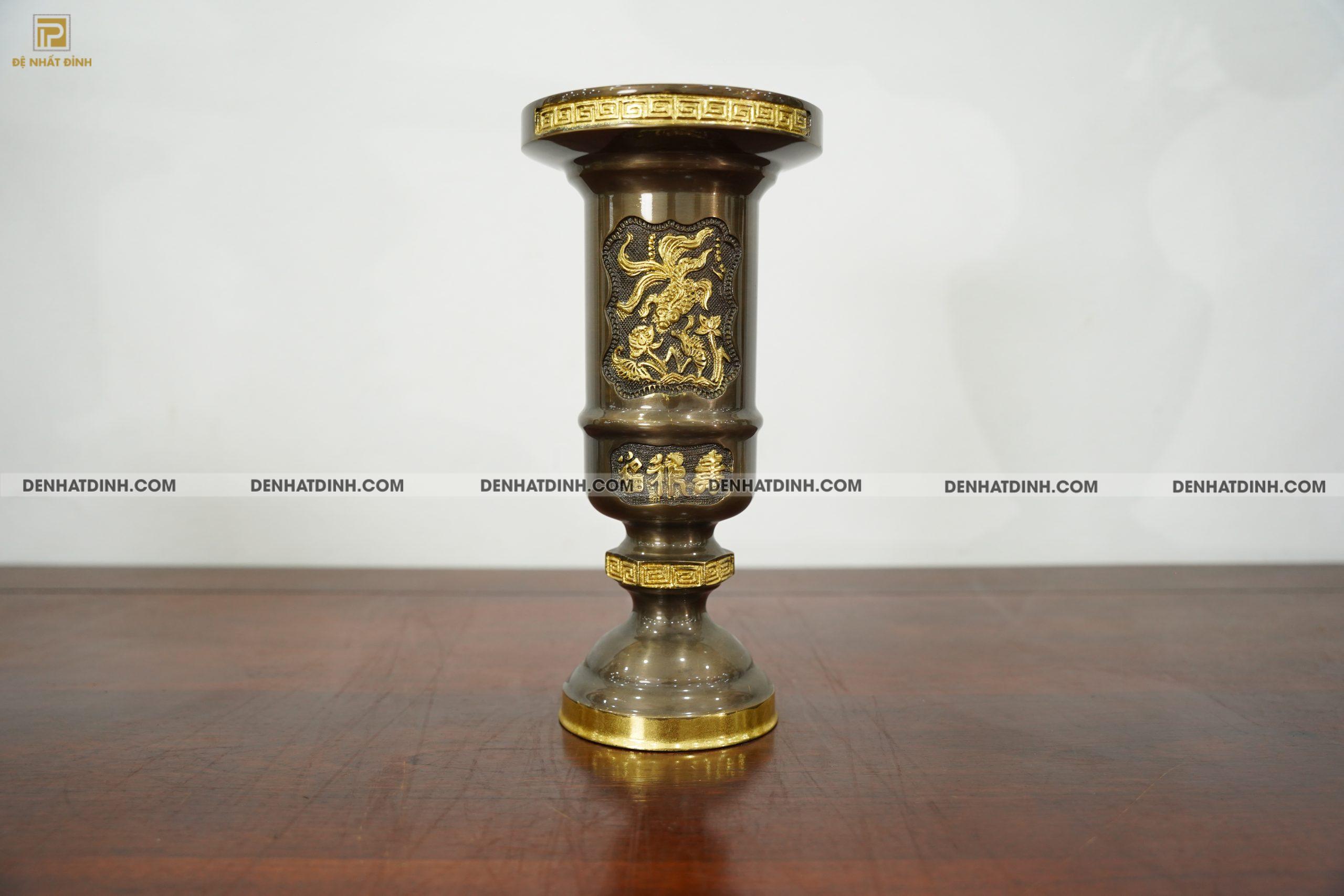 Ống hương 30 bằng đồng dát vàng điểm