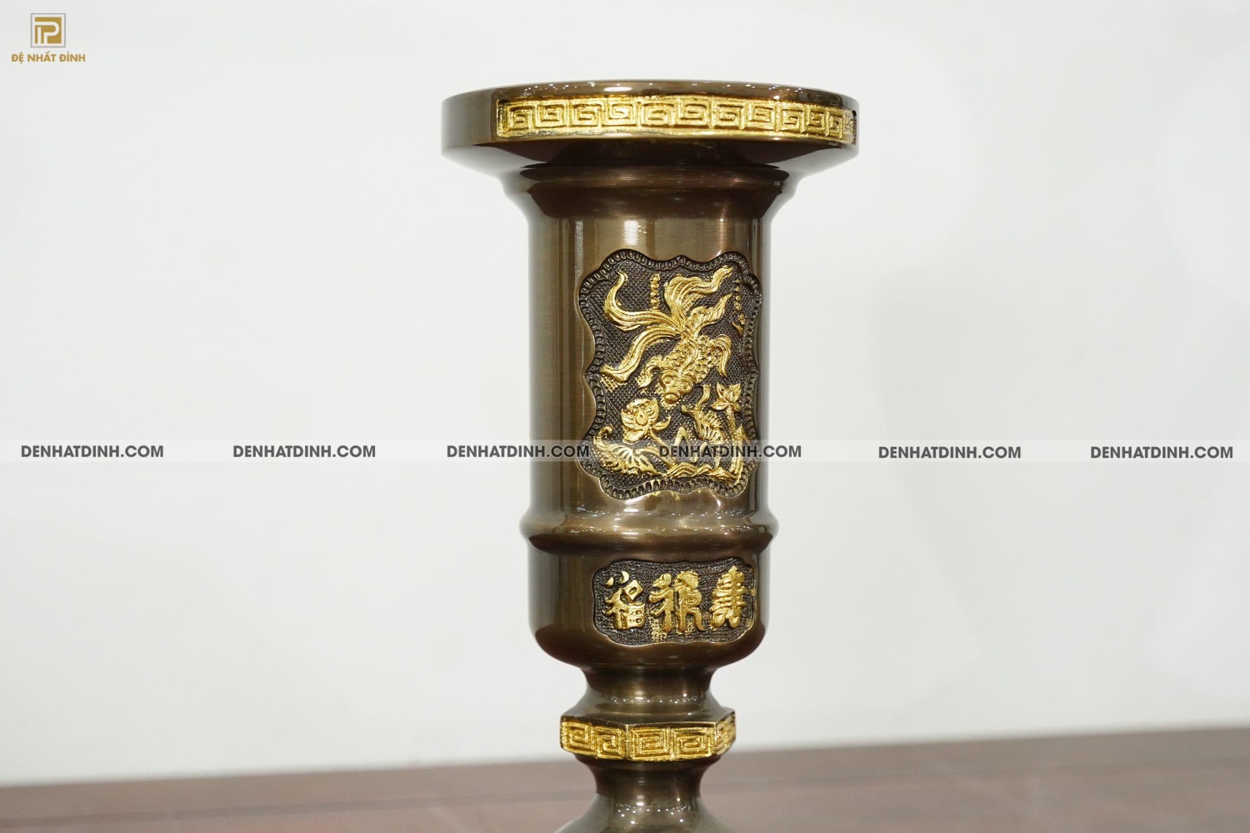 Ống hương 30 bằng đồng dát vàng điểm - Ảnh 5