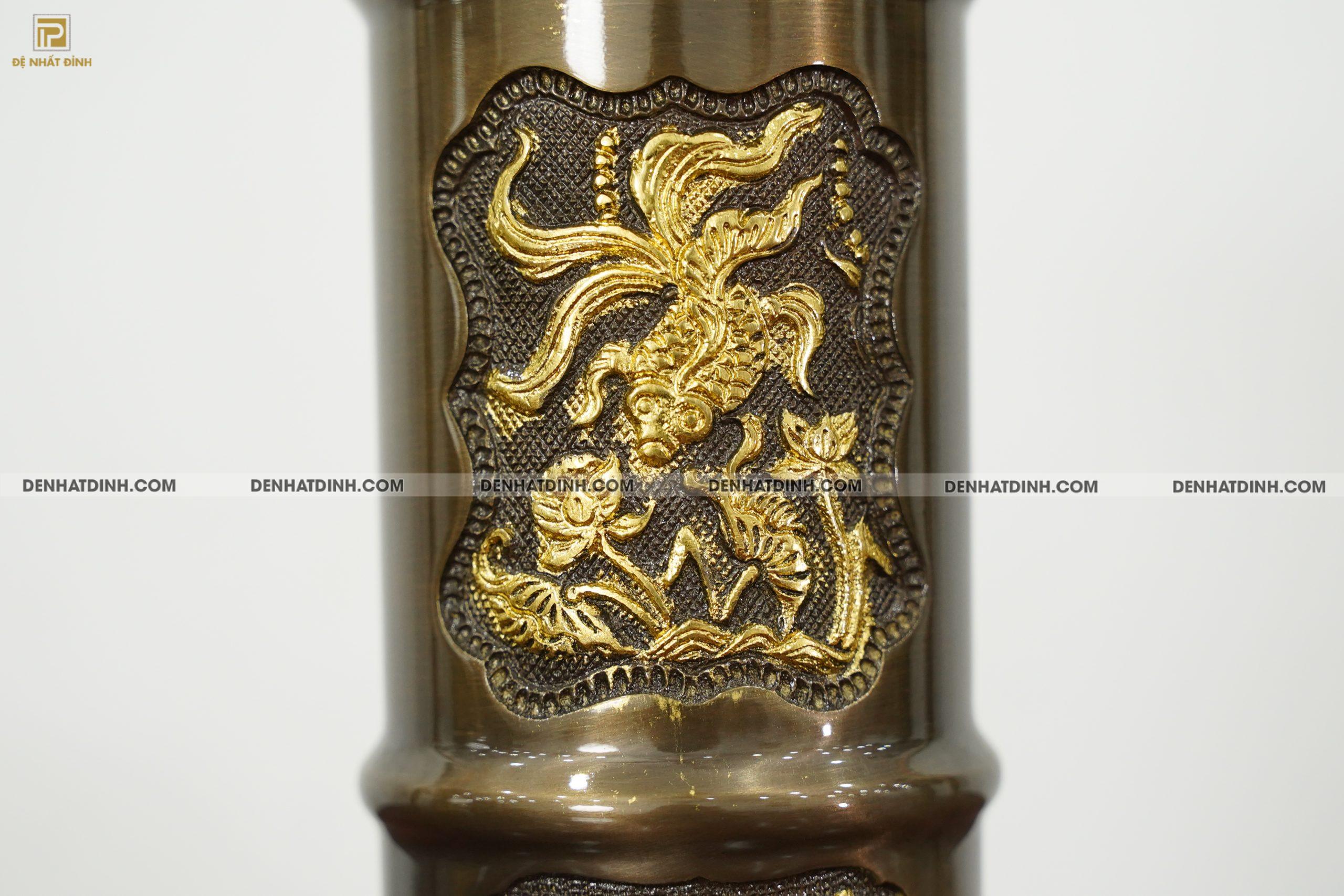 Ống hương 30 bằng đồng dát vàng điểm - Ảnh 3