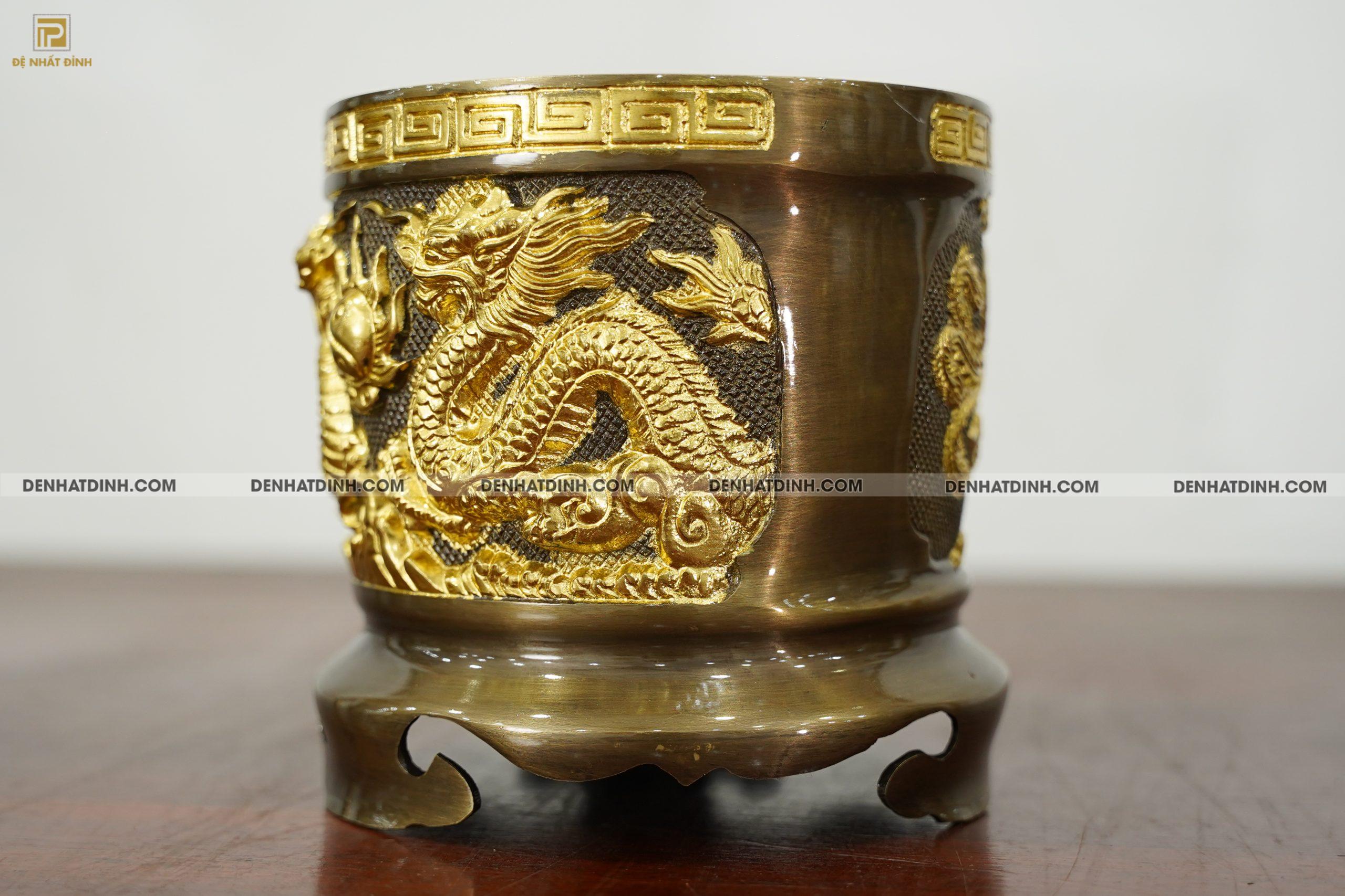 Bát hương 18 bằng đồng dát vàng điểm - Ảnh 2