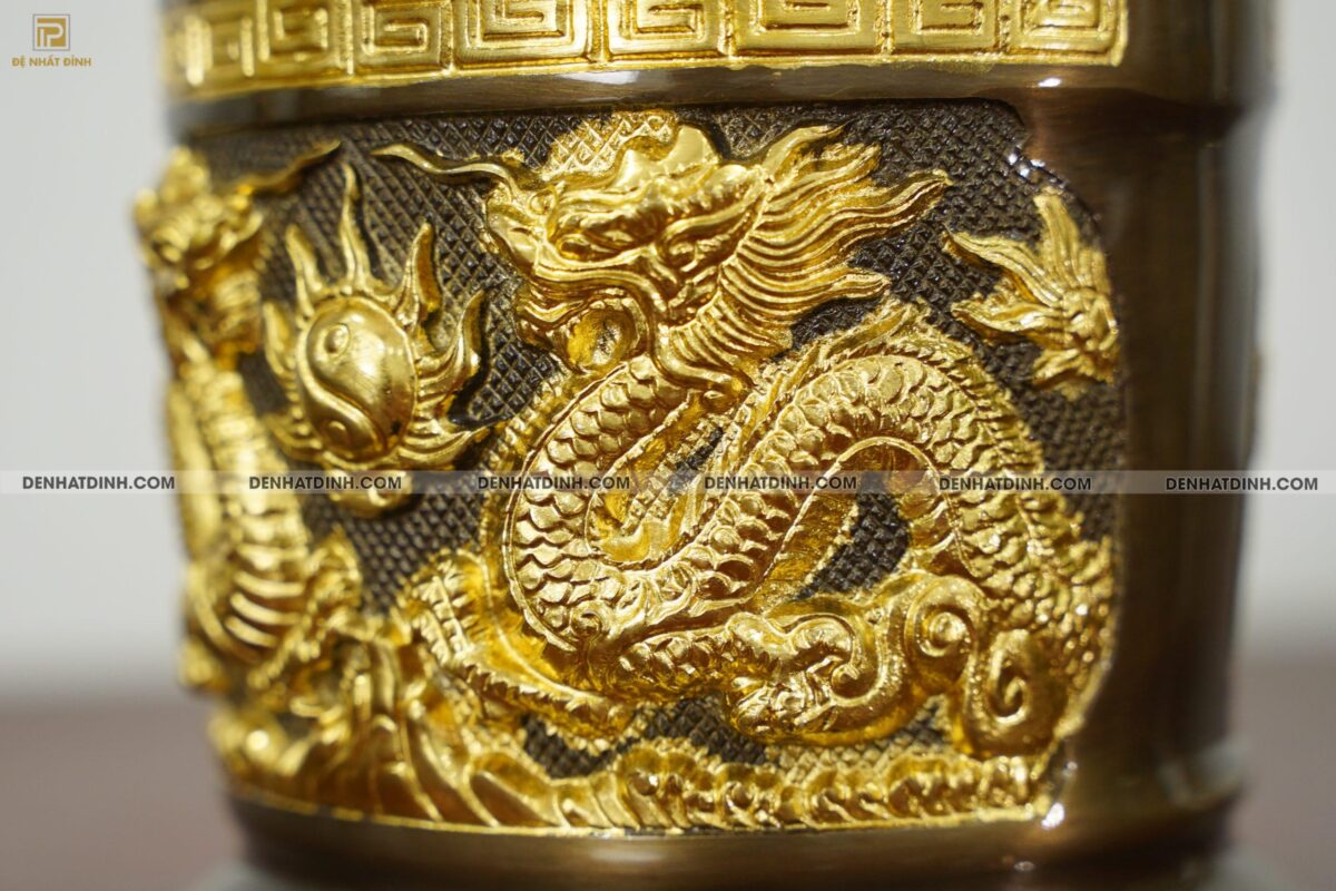 Bát hương 18 bằng đồng dát vàng điểm - Ảnh 3