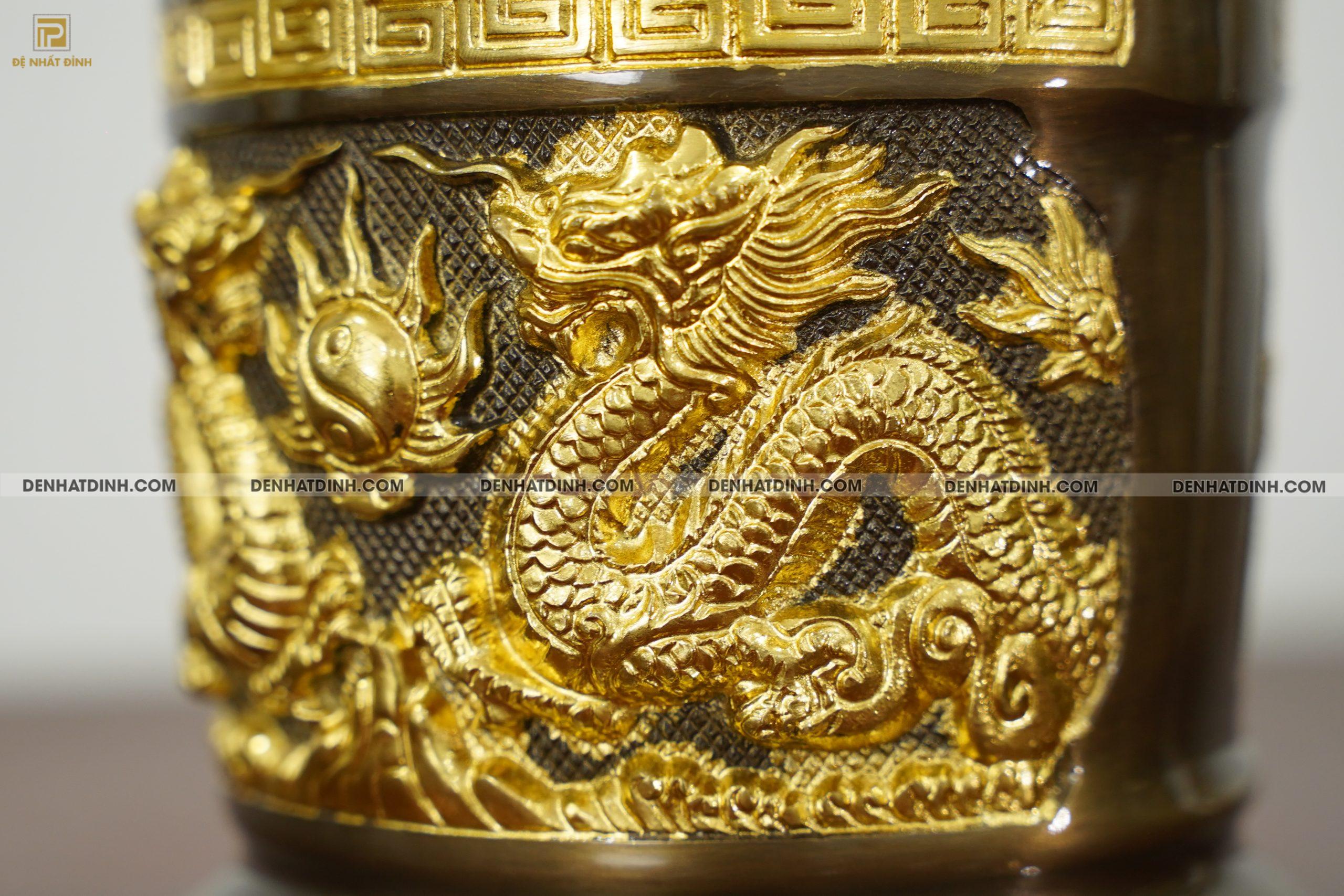 Bát hương 18 bằng đồng dát vàng điểm - Ảnh 3