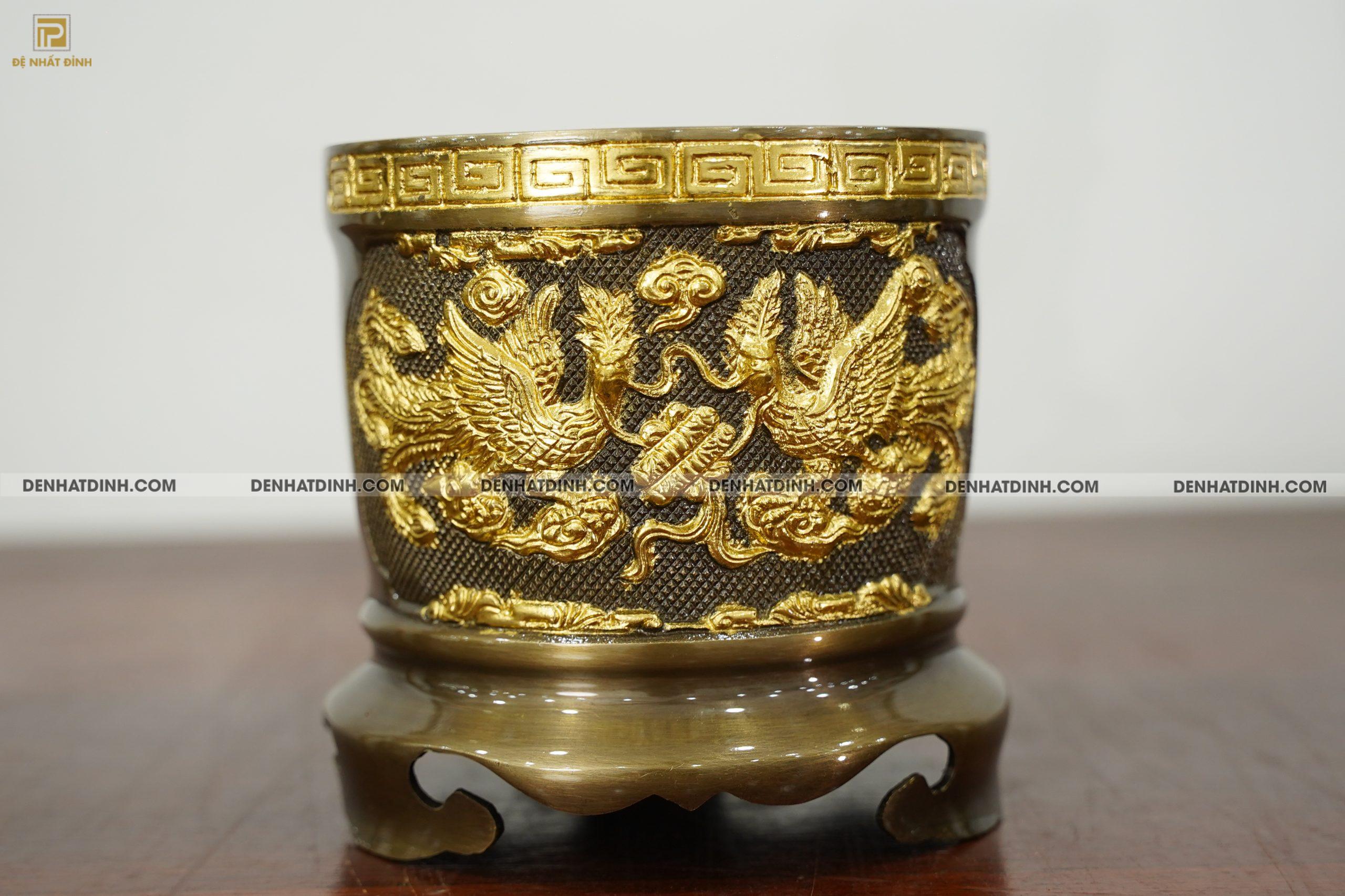 Bát hương 18 bằng đồng dát vàng điểm - Ảnh 4