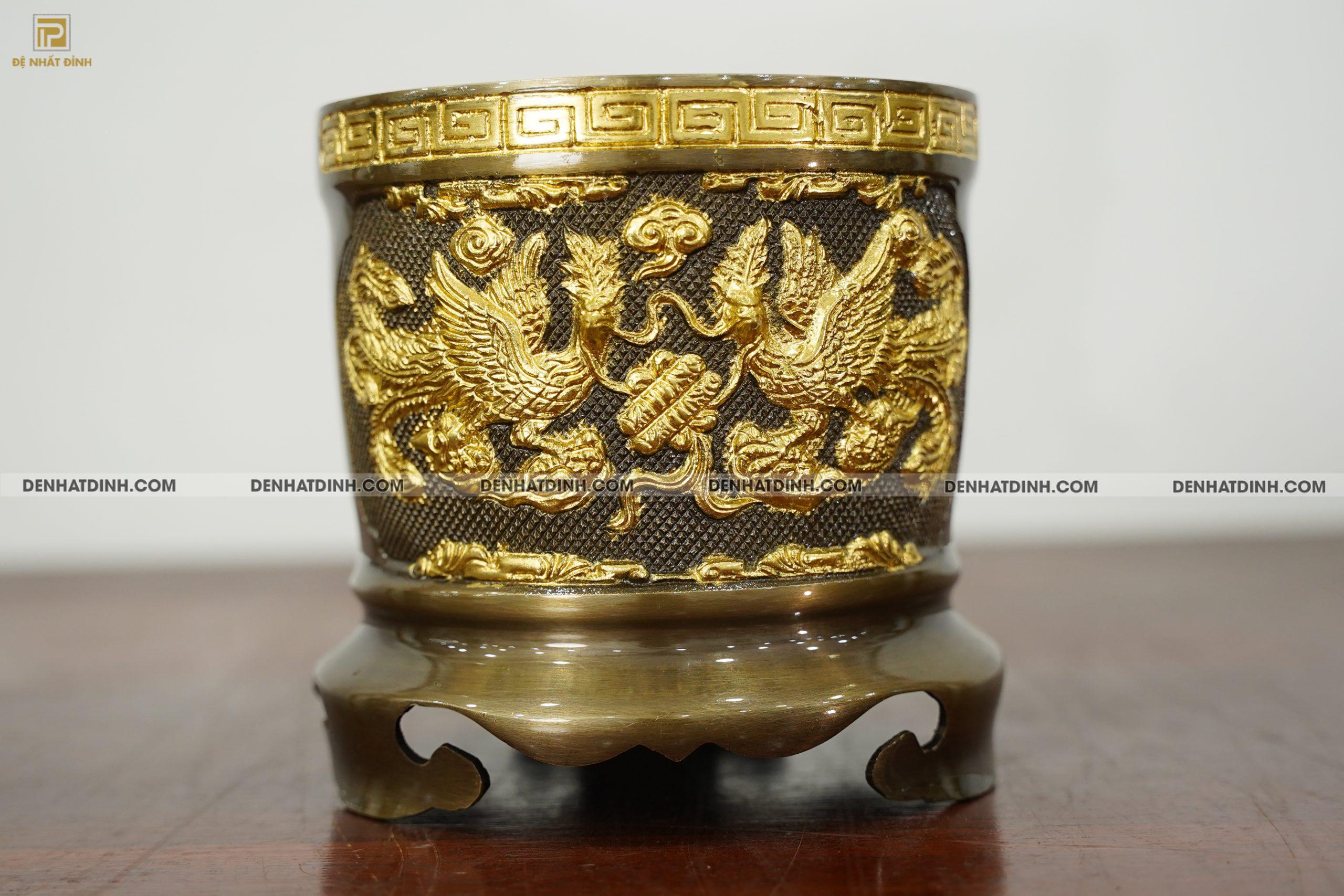 Bát hương 18 bằng đồng dát vàng điểm - Ảnh 5