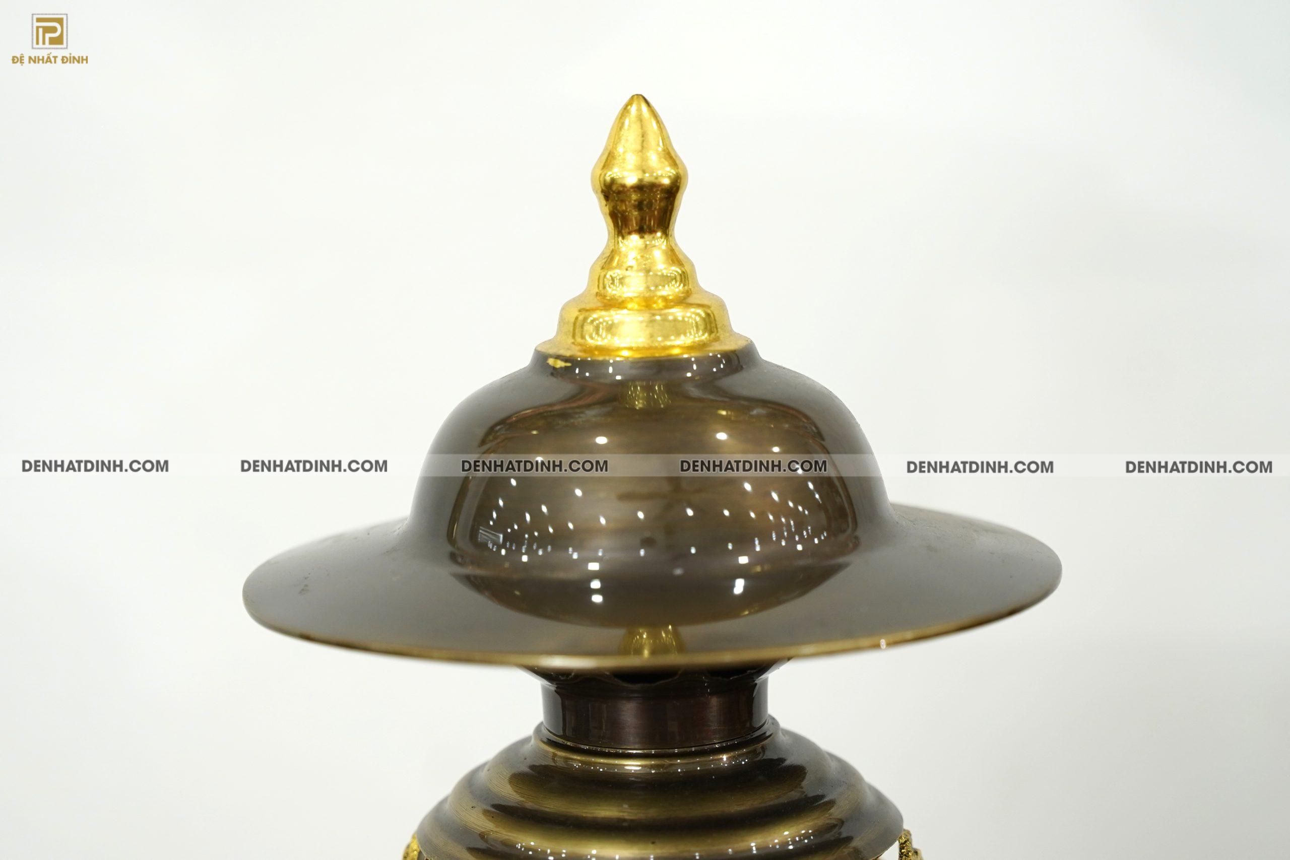 Đèn điện thờ bằng đồng dát vàng điểm - Ảnh 5