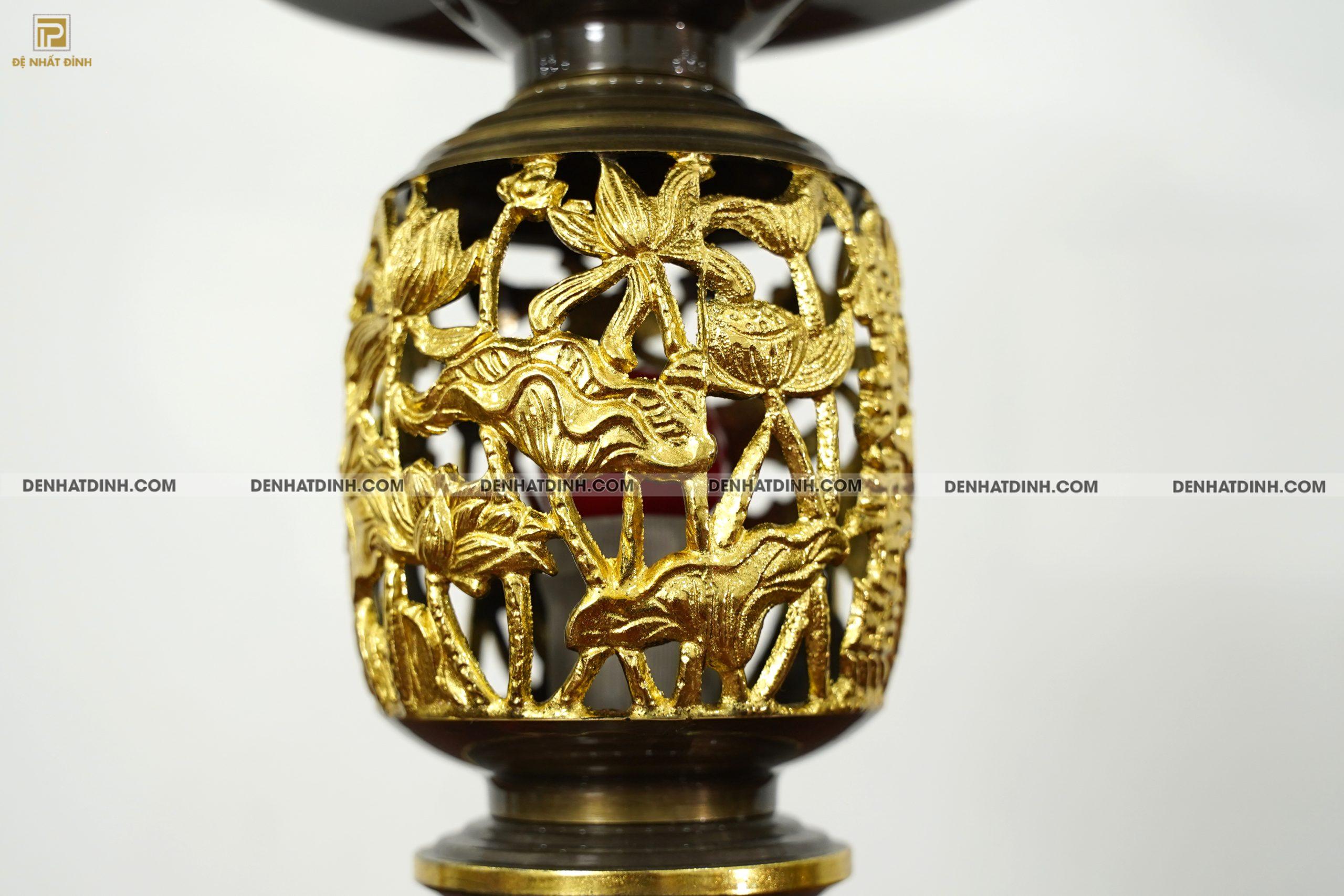 Đèn điện thờ bằng đồng dát vàng điểm - Ảnh 2
