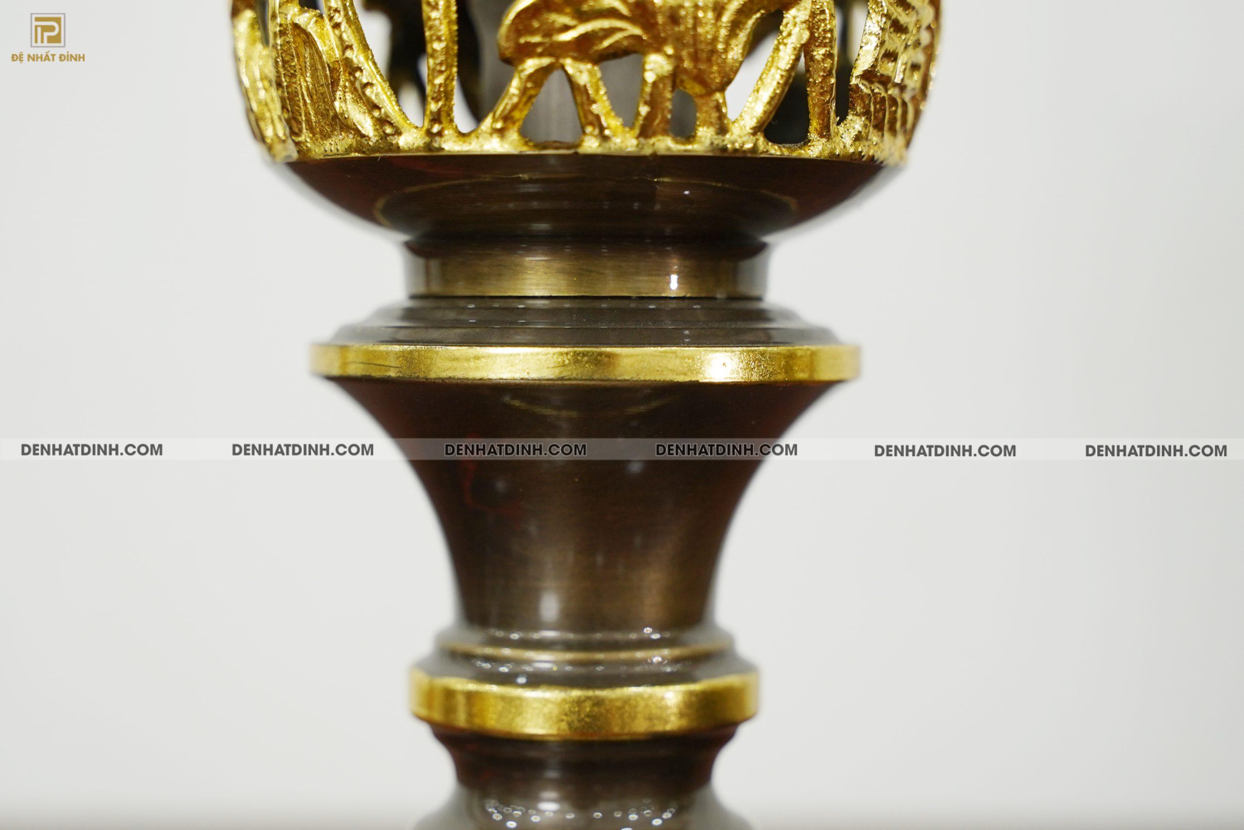 Đèn điện thờ bằng đồng dát vàng điểm - Ảnh 6