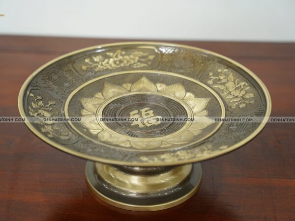 Alternative view of Mâm bồng hoa quả đường kính 35cm màu hun cổ