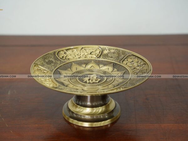 Mâm bồng hoa quả đường kính 30cm màu hun cổ