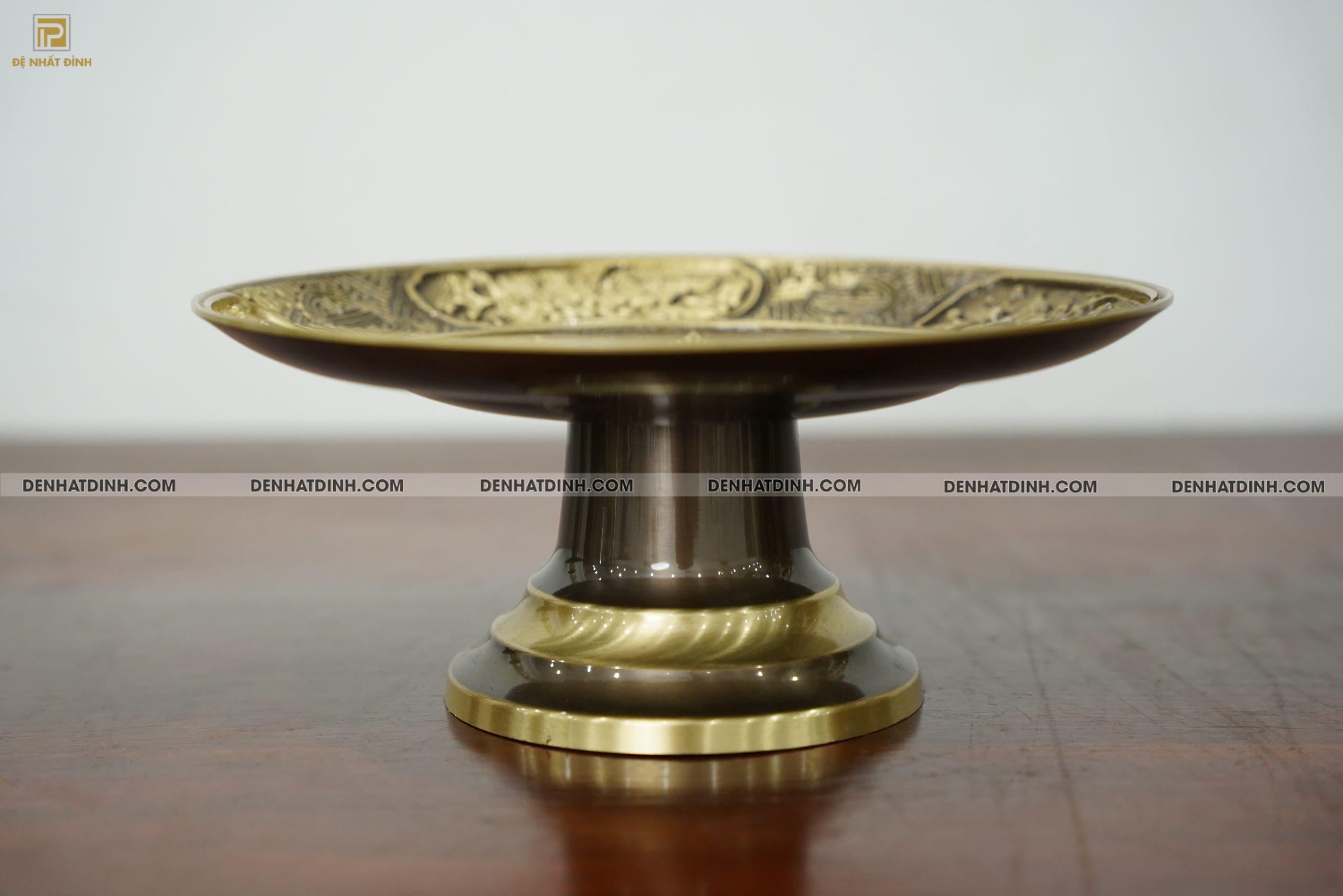 Mâm bồng hoa quả đường kính 30cm màu hun cổ - Ảnh 2