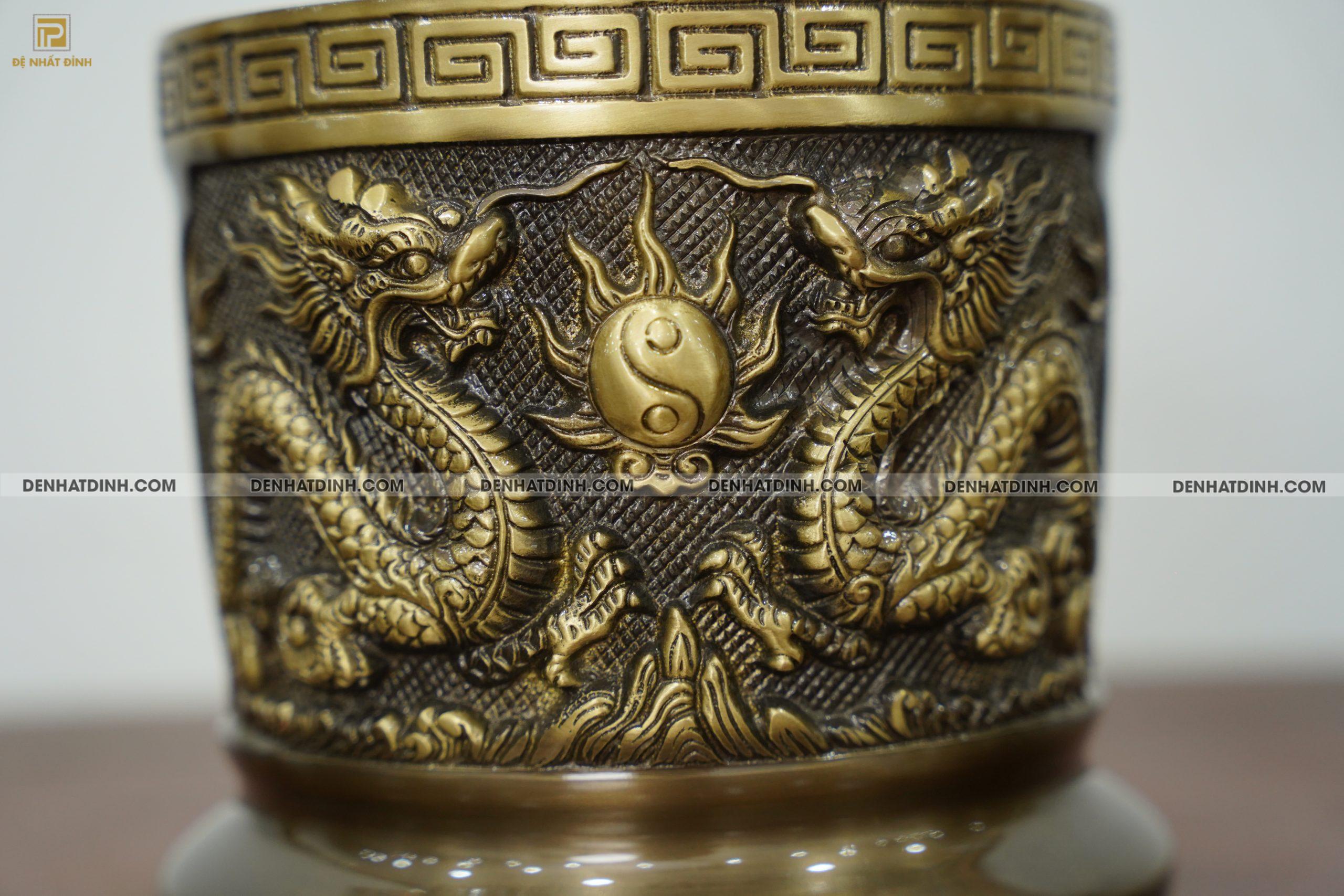 Bát hương bằng đồng đường kinh 18cm hun cổ - Ảnh 6