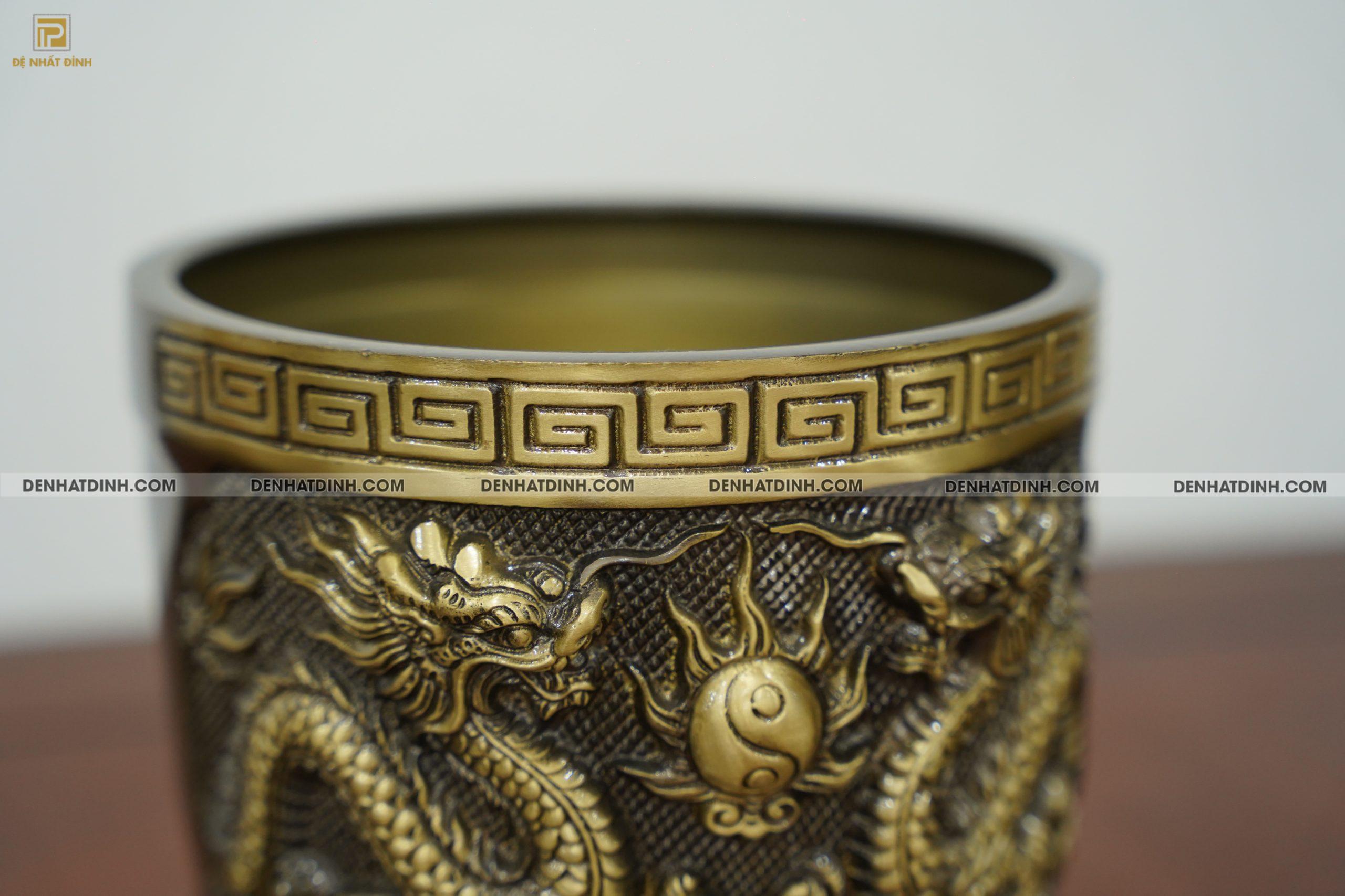 Bát hương bằng đồng đường kinh 18cm hun cổ - Ảnh 2