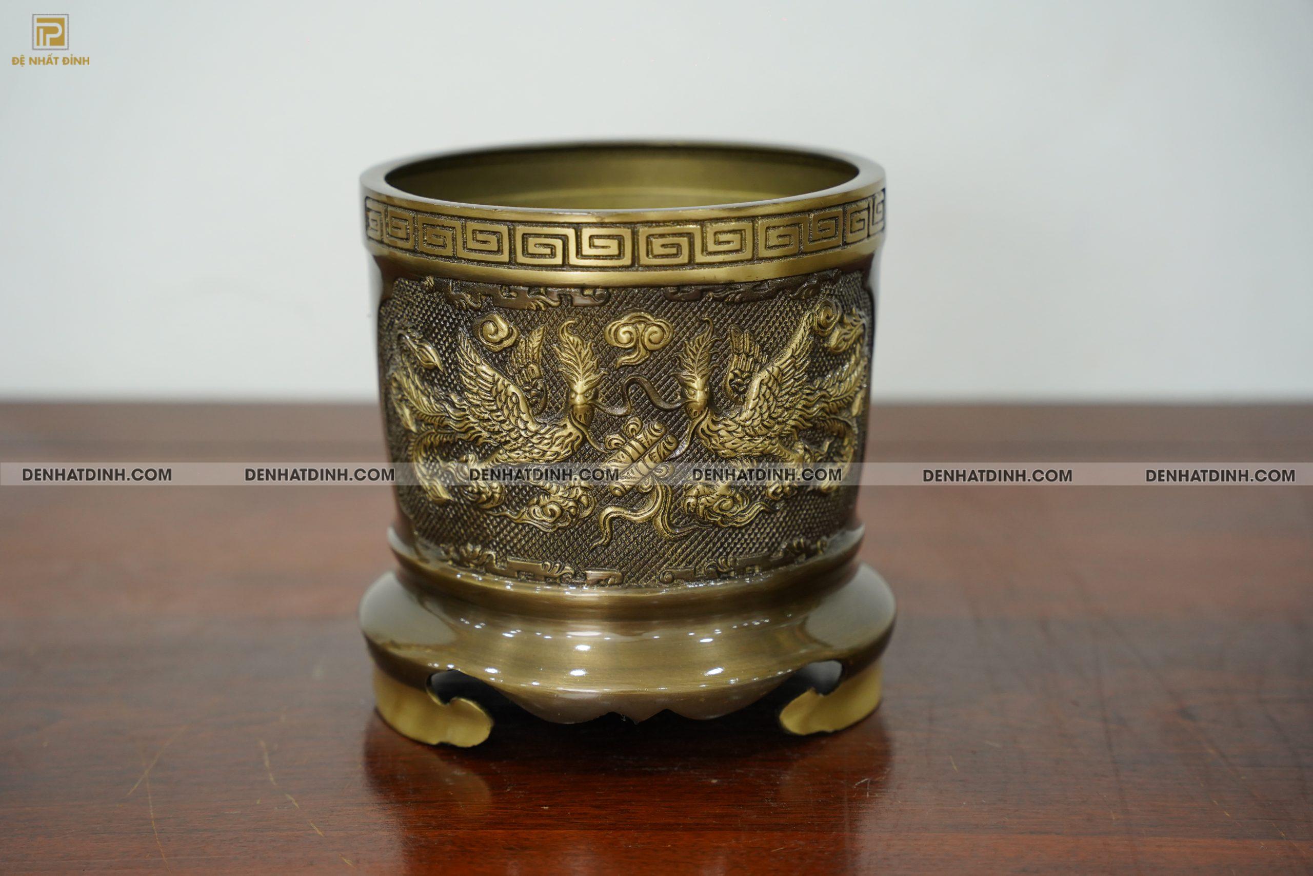 Bát hương bằng đồng đường kinh 18cm hun cổ - Ảnh 4