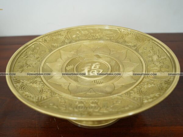 Mâm bồng hoa quả đường kính 30cm màu vàng mộc