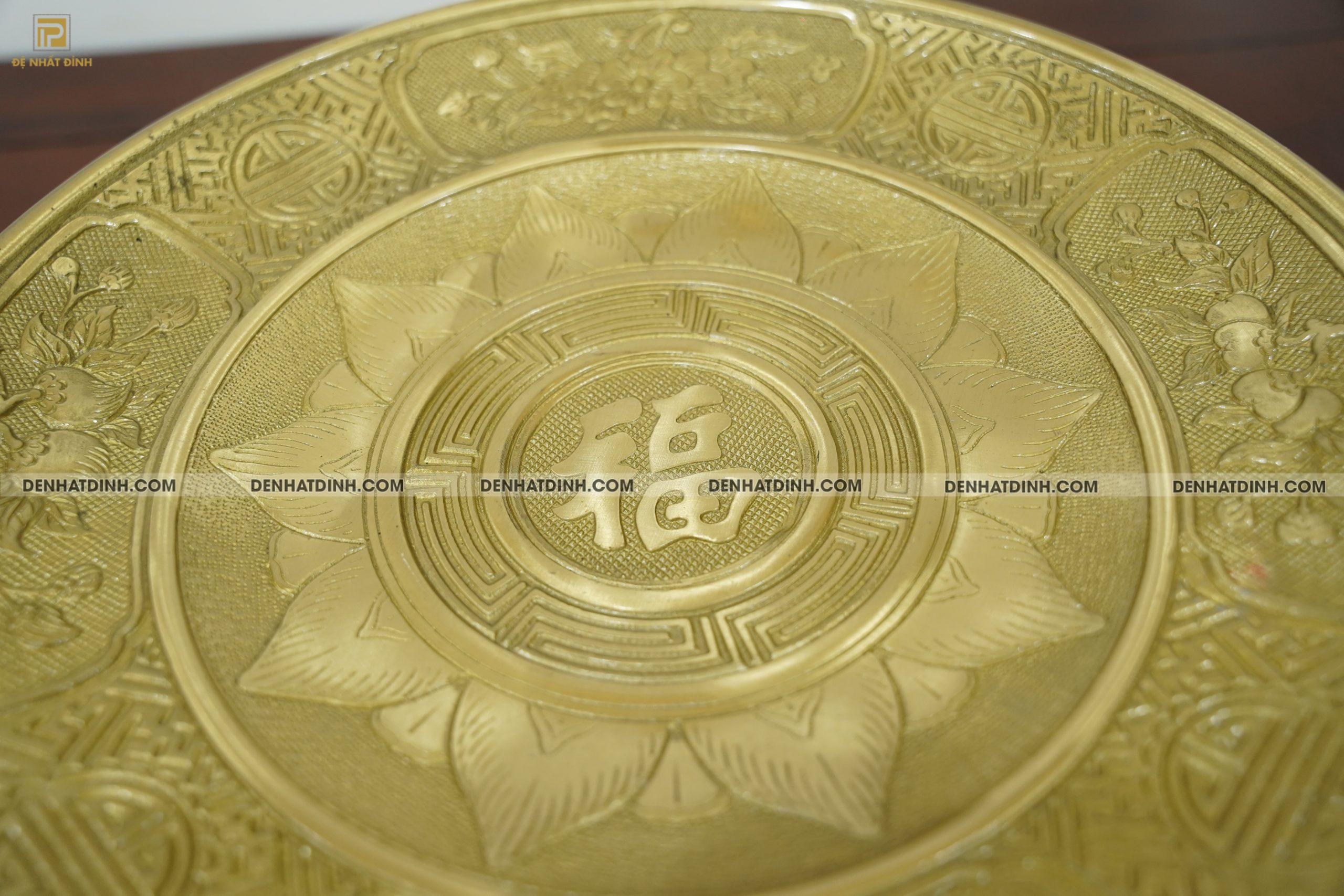 Mâm bồng hoa quả đường kính 30cm màu vàng mộc - Ảnh 3