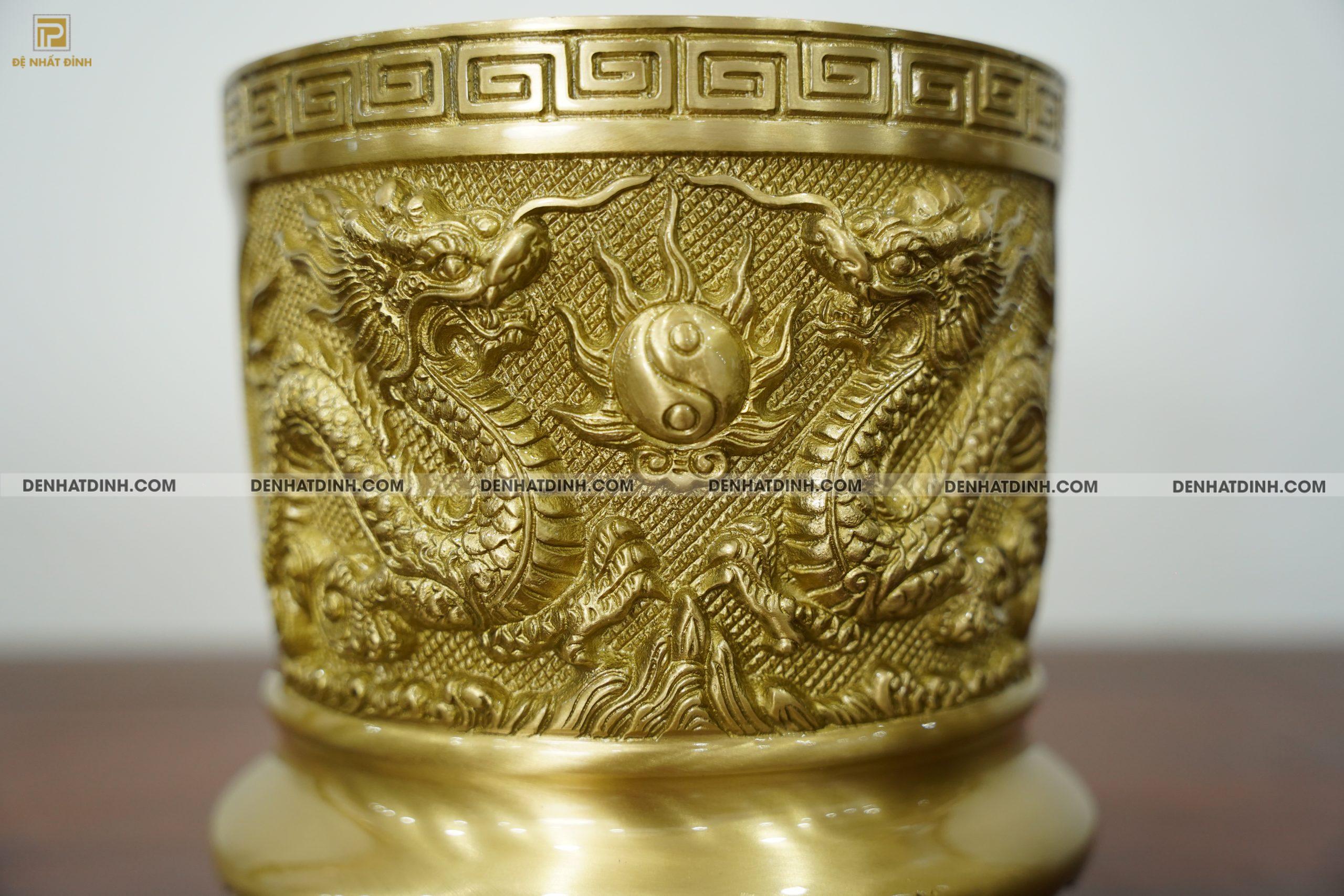 Bát hương bằng đồng bán kính 16cm màu nguyên bản - Ảnh 5