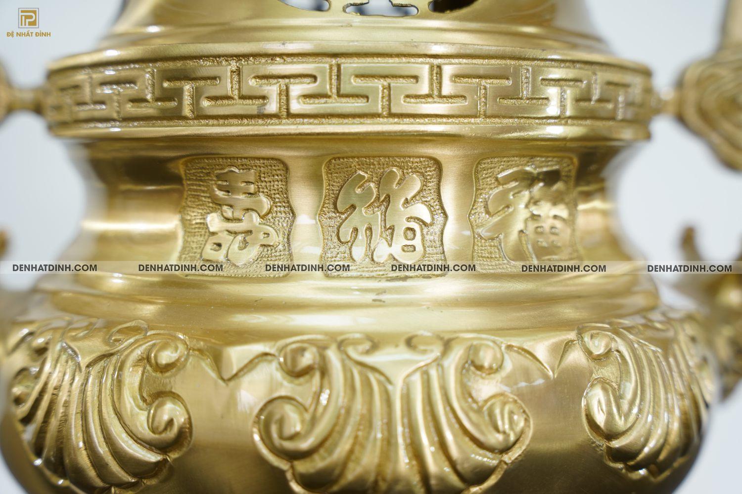 Bộ đỉnh đồng ngũ sự hoa sồi cao 40cm màu đồng Catut nguyên bản - Ảnh 5