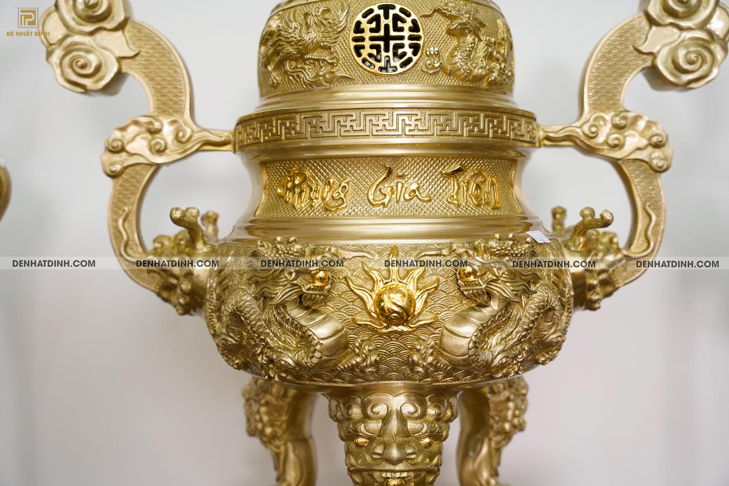 Bộ đỉnh đồng ngũ sự Phụng Gia Tiên 68 nến kỹ - Ảnh 9