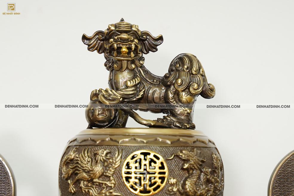 Bộ đỉnh đồng ngũ sự Phụng Gia Tiên 68 CN nến kỹ - Ảnh 5