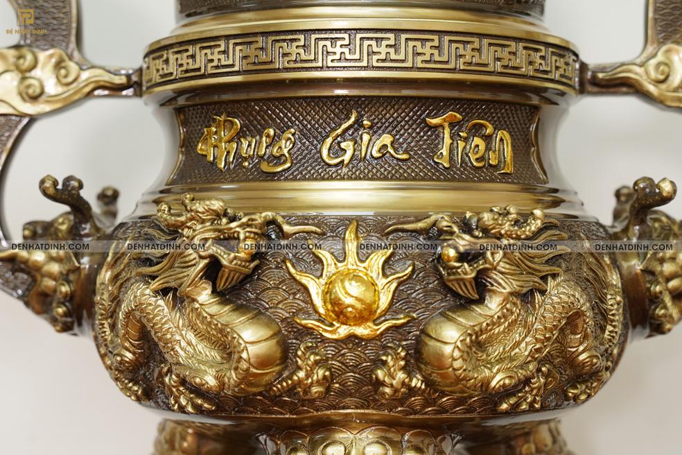 Bộ đỉnh đồng ngũ sự Phụng Gia Tiên 68 CN nến kỹ - Ảnh 6