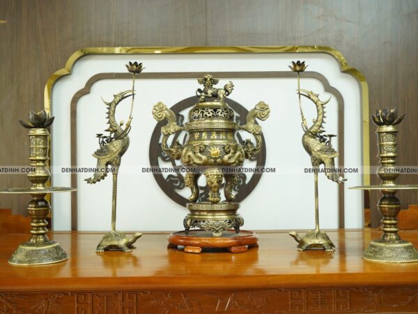 Bộ ngũ sự song long 64 hoa văn hun cổ