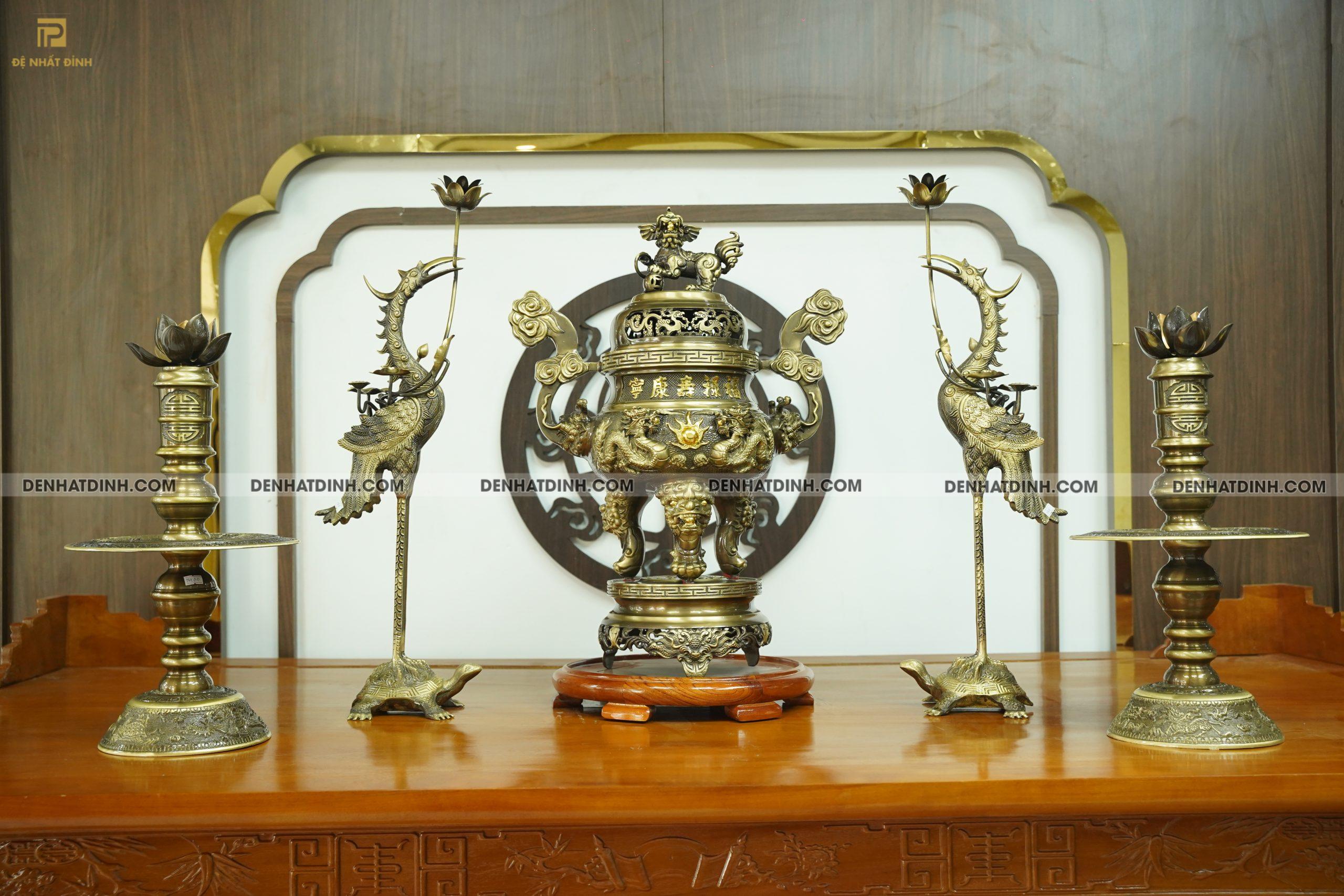 Bộ ngũ sự song long 64 hoa văn hun cổ