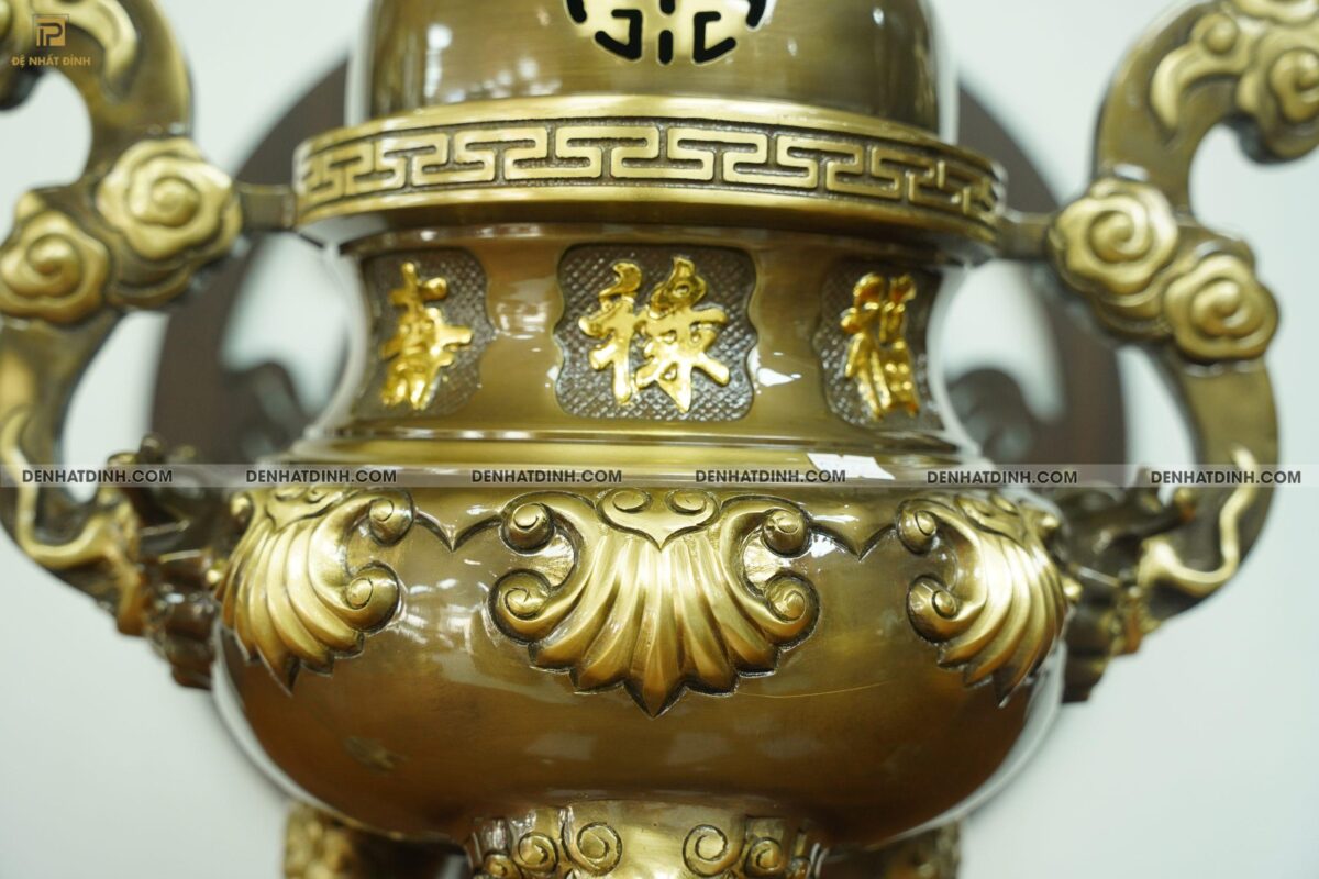 Bộ đỉnh đồng tam sự hạc hoa sòi 65 CN - Ảnh 2
