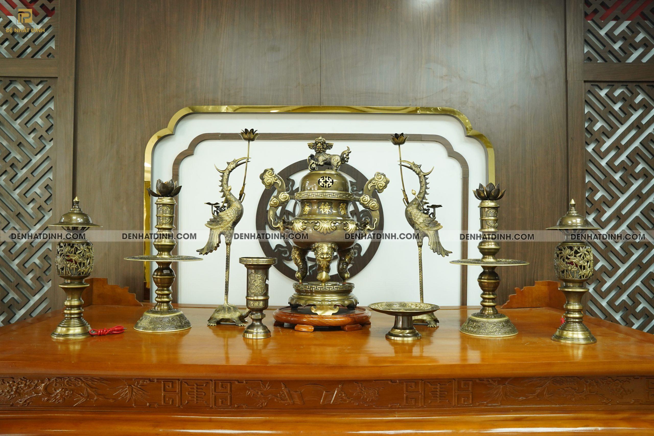 Bộ đỉnh đồng hoa sòi 65 CN đầy đủ 9 món