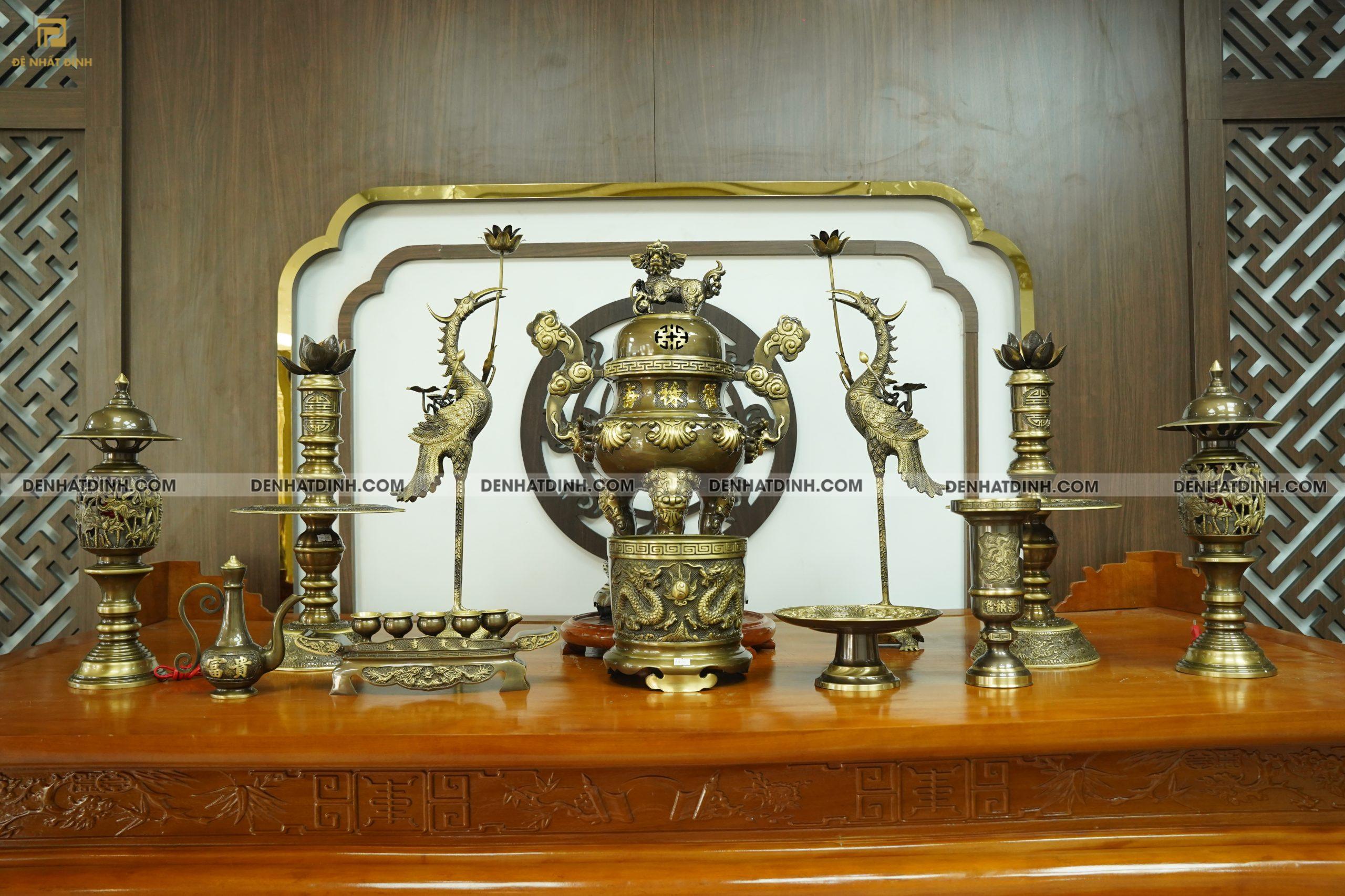 Bộ đỉnh đồng hoa sòi 65 CN đầy đủ 11 món