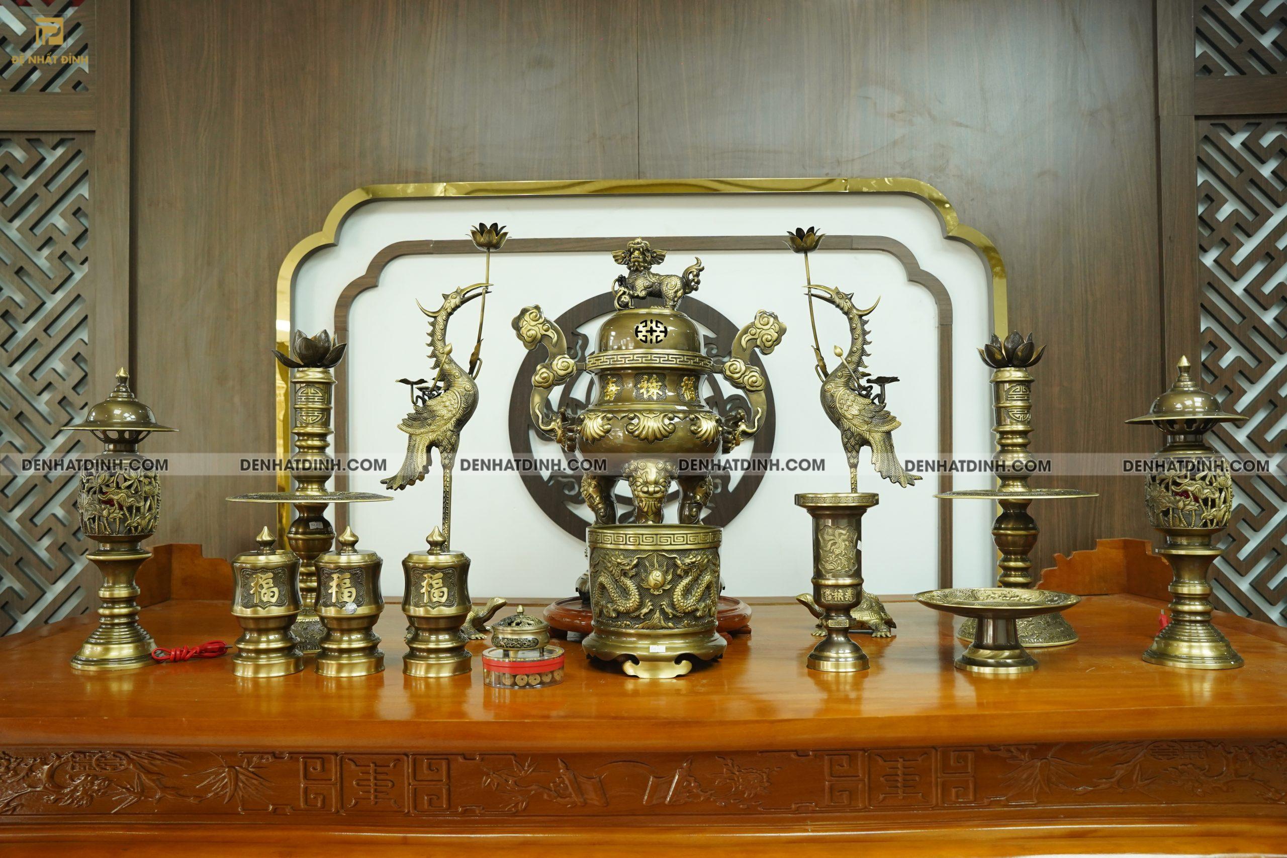 Bộ đỉnh đồng hoa sòi 65 CN đầy đủ 12 món