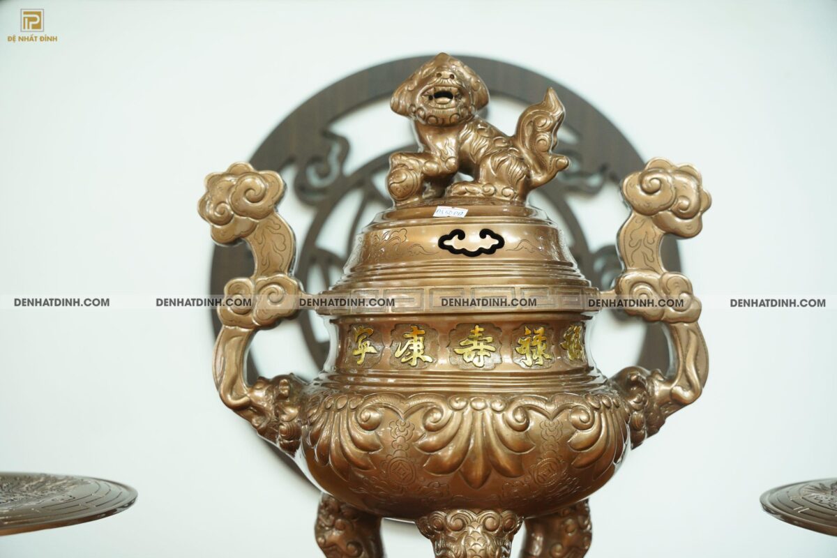 Bộ đỉnh đồng đỏ tam sự nến hoa sòi 50 - Ảnh 2
