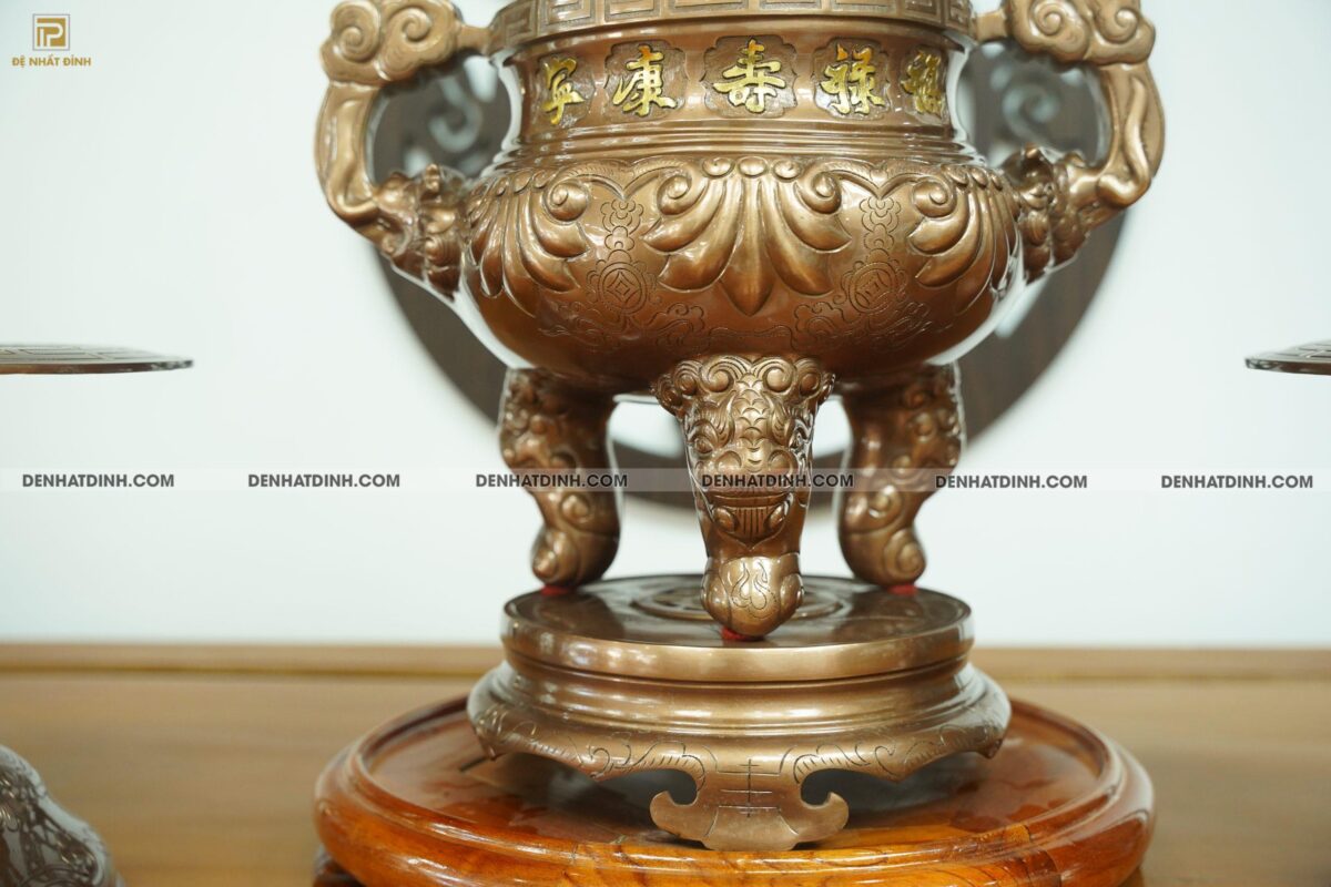 Bộ đỉnh đồng đỏ tam sự nến hoa sòi 50 - Ảnh 3