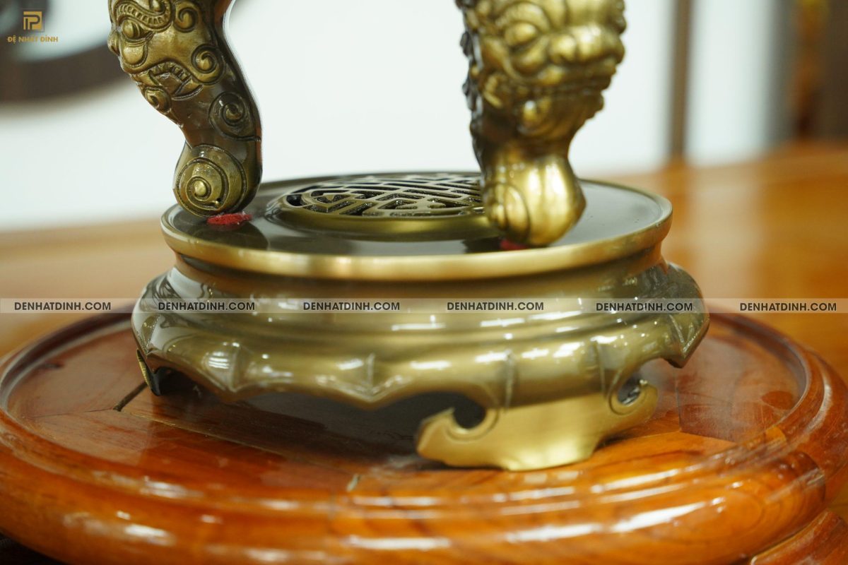 Bộ đỉnh đồng tam sự nến hoa sòi 50 hoa văn CN - Ảnh 3