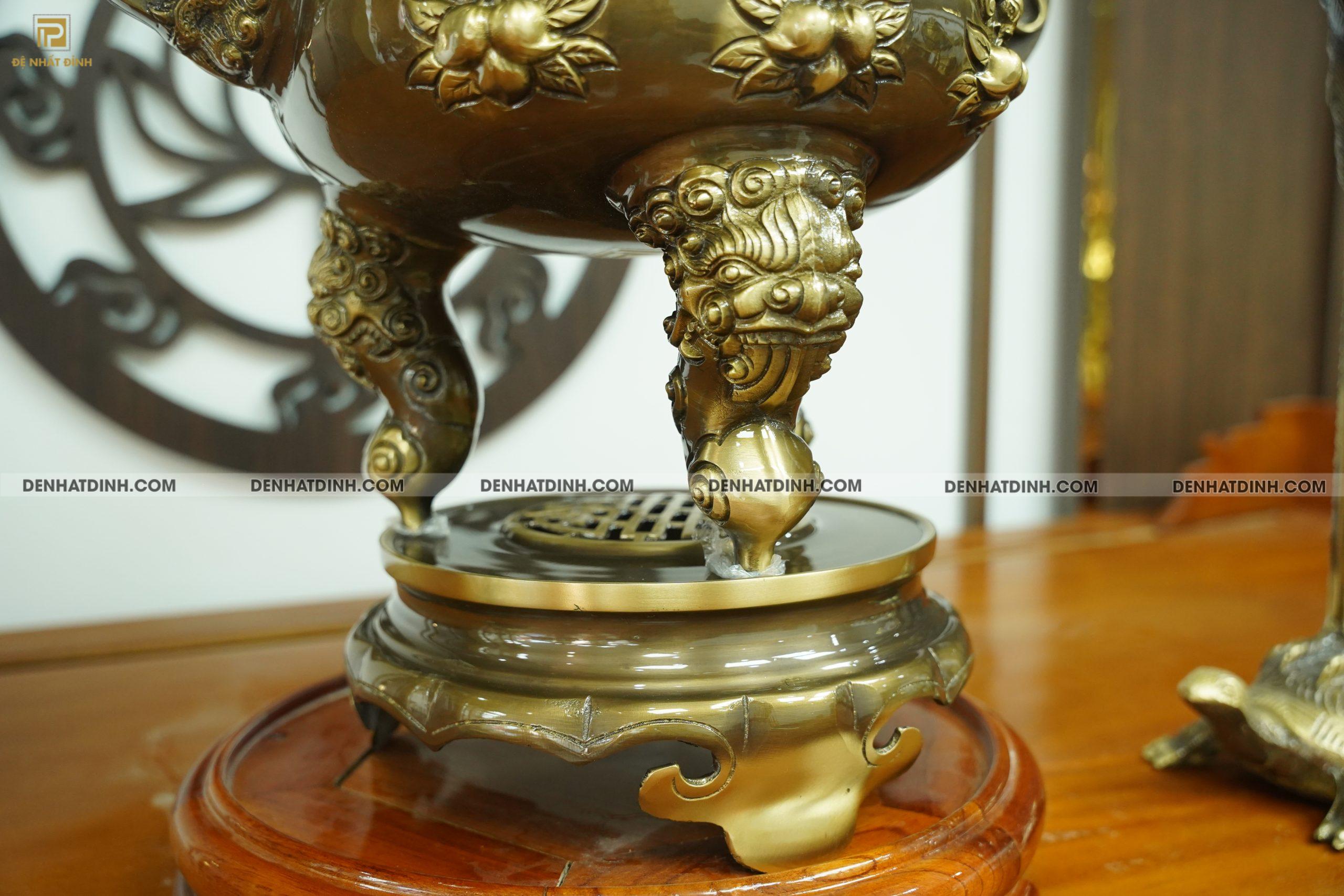 Bộ đỉnh đồng tam sự hạc dơi đào 65 CN - Ảnh 2