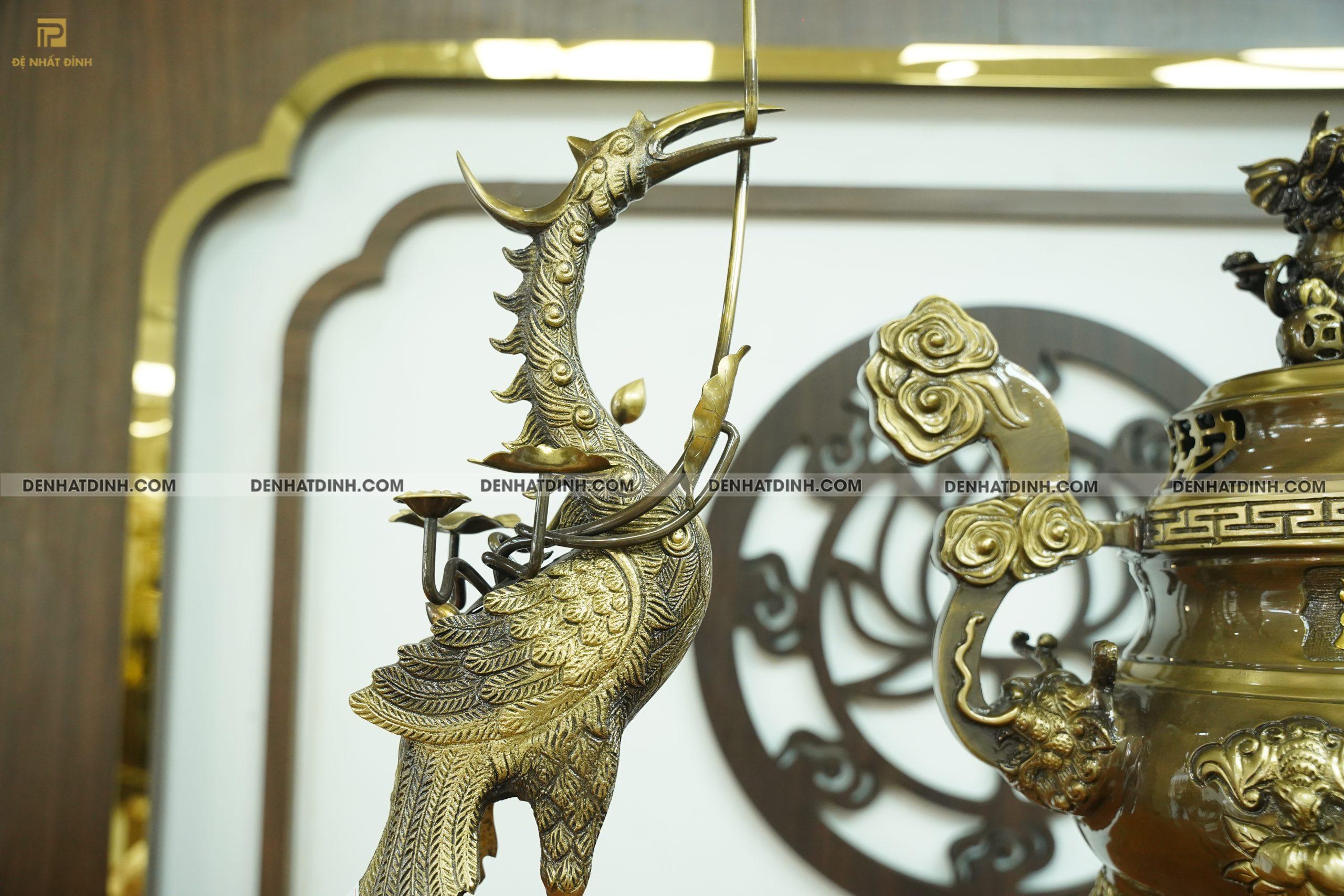 Bộ đỉnh đồng tam sự hạc dơi đào 65 CN - Ảnh 3