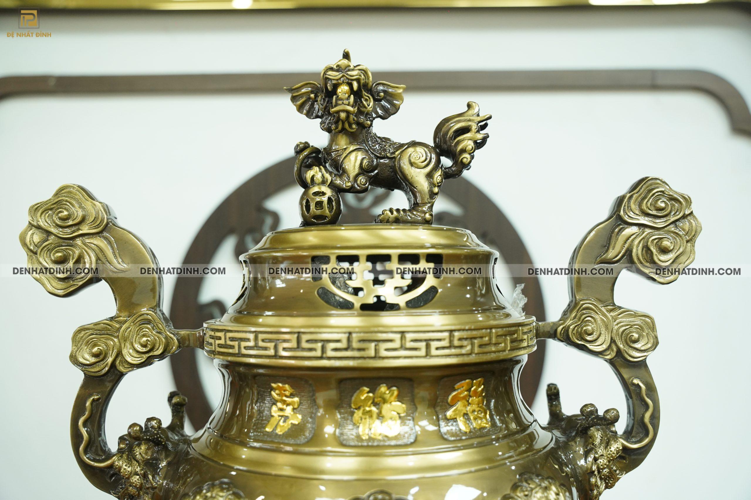 Bộ tam sự nến dơi đào 65 hoa văn CN - Ảnh 4