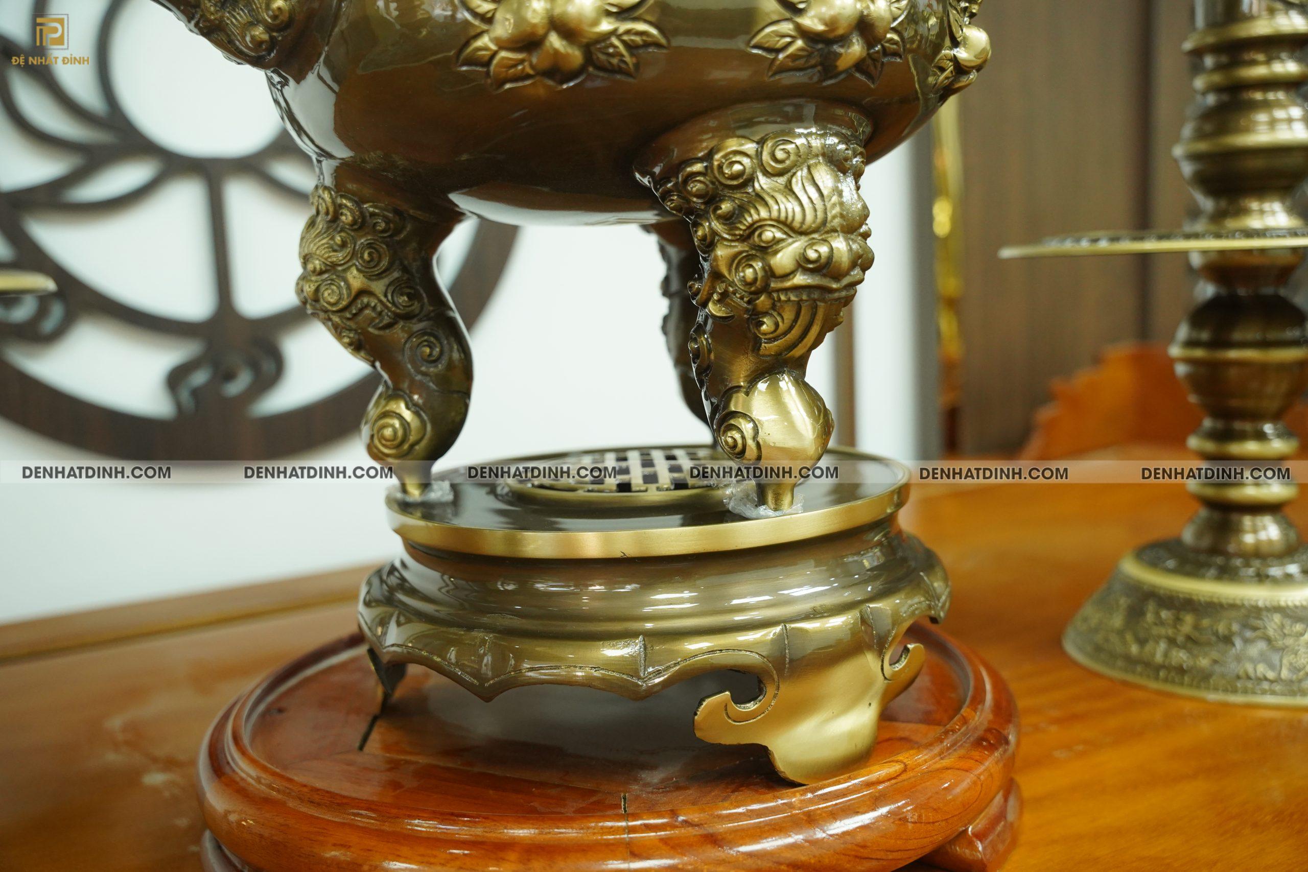 Bộ tam sự nến dơi đào 65 hoa văn CN - Ảnh 2