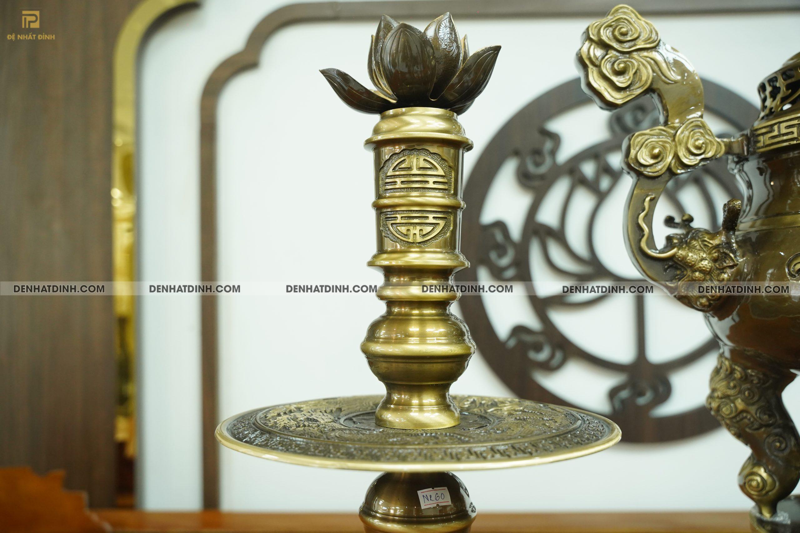 Bộ tam sự nến dơi đào 65 hoa văn CN - Ảnh 5