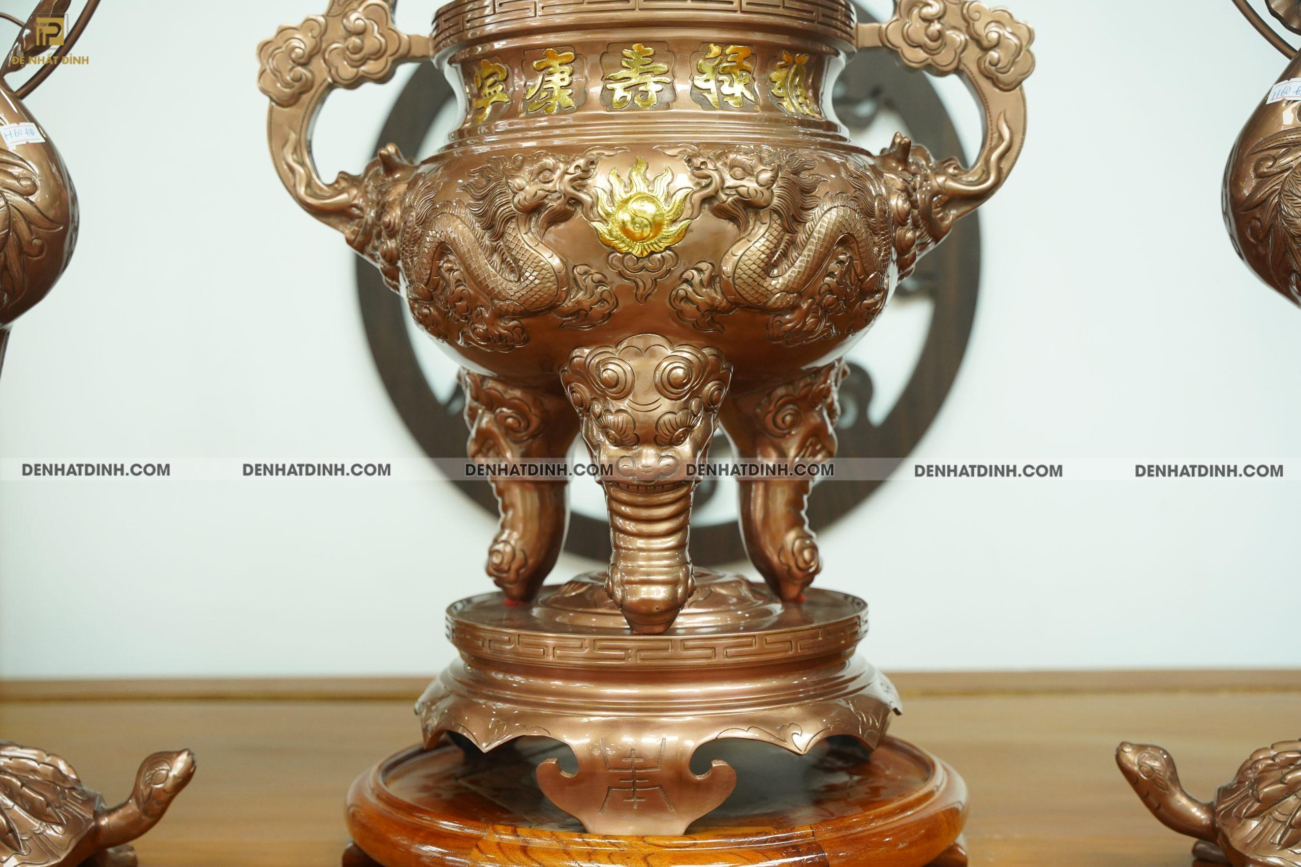 Bộ tam sự hạc song long 65 đồng đỏ - Ảnh 2