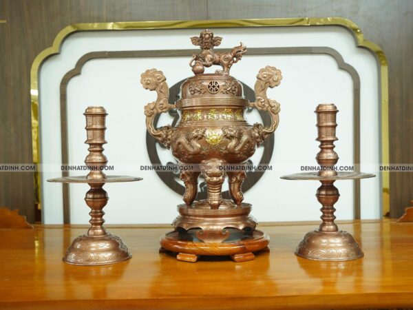 Bộ tam sự nến song long 65 đồng đỏ