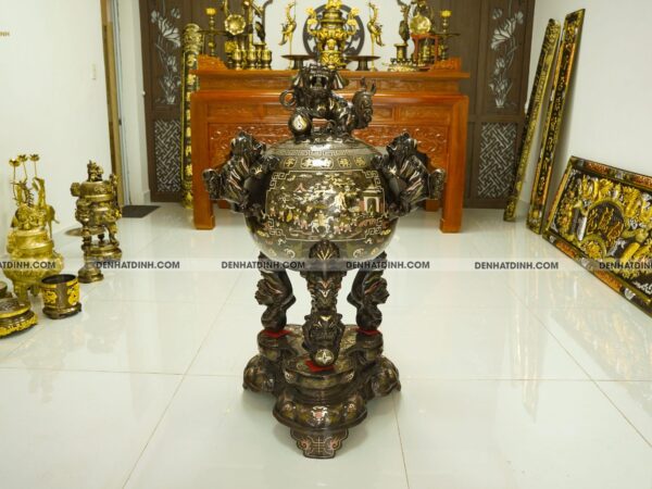 Thất lân vờn cầu 1m2 khảm ngũ sắc