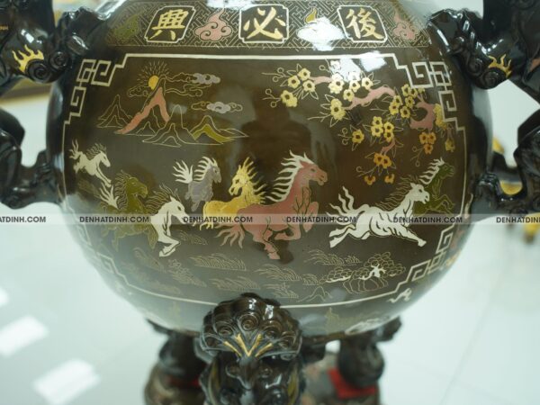 Alternative view of Thất lân vờn cầu 1m2 khảm ngũ sắc