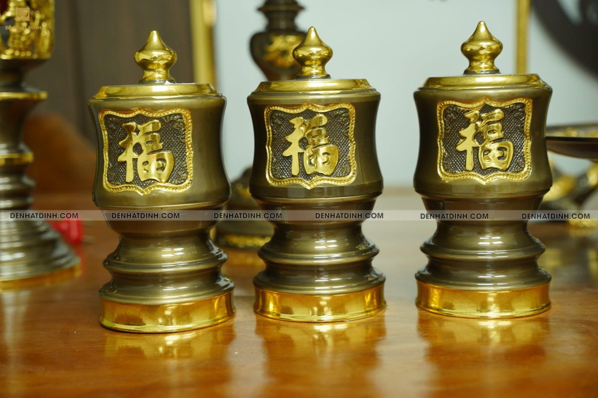 Bộ đỉnh đồng Ngũ Phúc Lâm Môn 65 đầy đủ 13 món dát vàng điểm - Ảnh 10
