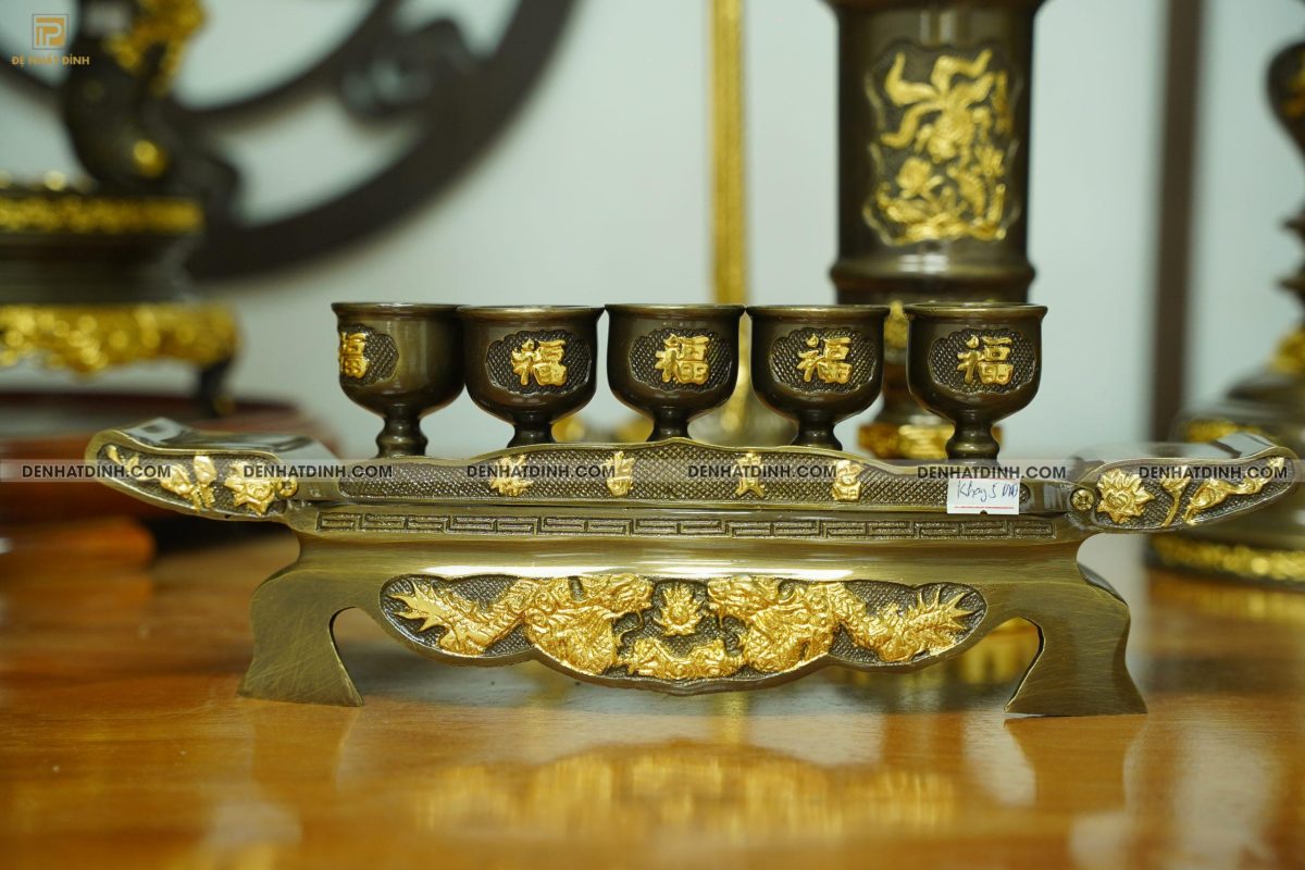 Bộ đỉnh đồng Ngũ Phúc Lâm Môn 65 đầy đủ 13 món dát vàng điểm - Ảnh 5