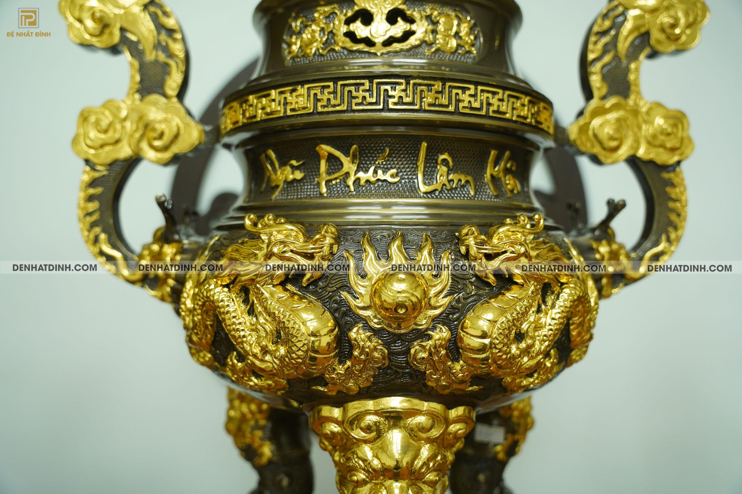 Bộ đỉnh đồng Ngũ Phúc Lâm Môn 65 đầy đủ 11 món dát vàng điểm - Ảnh 7