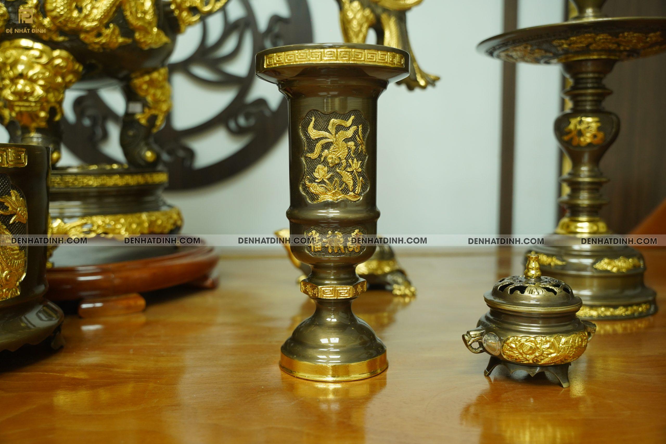 Bộ đỉnh đồng Ngũ Phúc Lâm Môn 65 đầy đủ 11 món dát vàng điểm - Ảnh 4