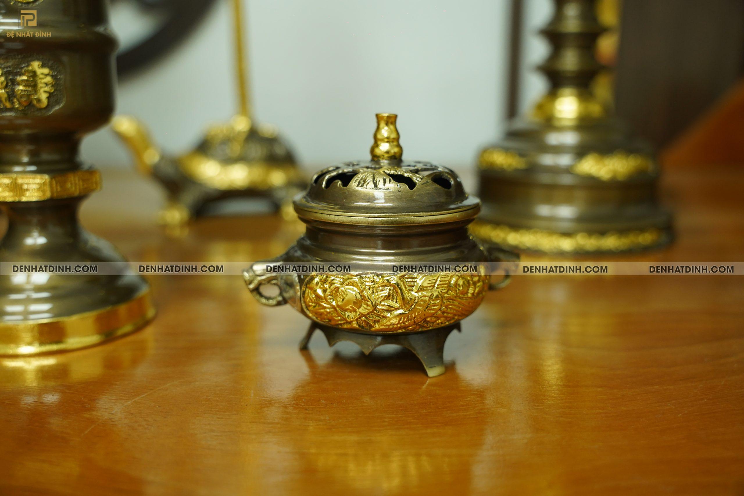 Bộ đỉnh đồng Ngũ Phúc Lâm Môn 65 đầy đủ 11 món dát vàng điểm - Ảnh 5
