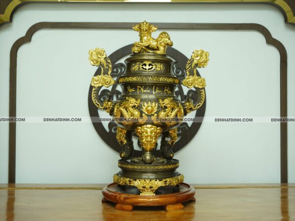 Đỉnh đồng Ngũ Phúc Lâm Môn 65 dát vàng điểm