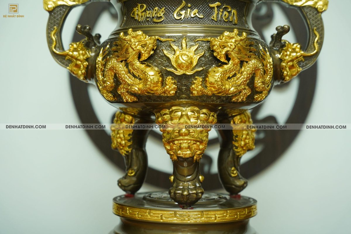 Đỉnh đồng Phụng Gia Tiên 65 dát vàng điểm - Ảnh 2